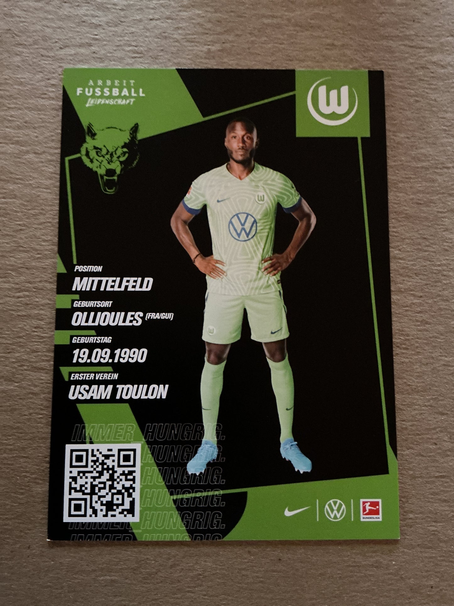 Josuha Guilavogui, France π«π· VfL Wolfsburg 2022/23 hand signed