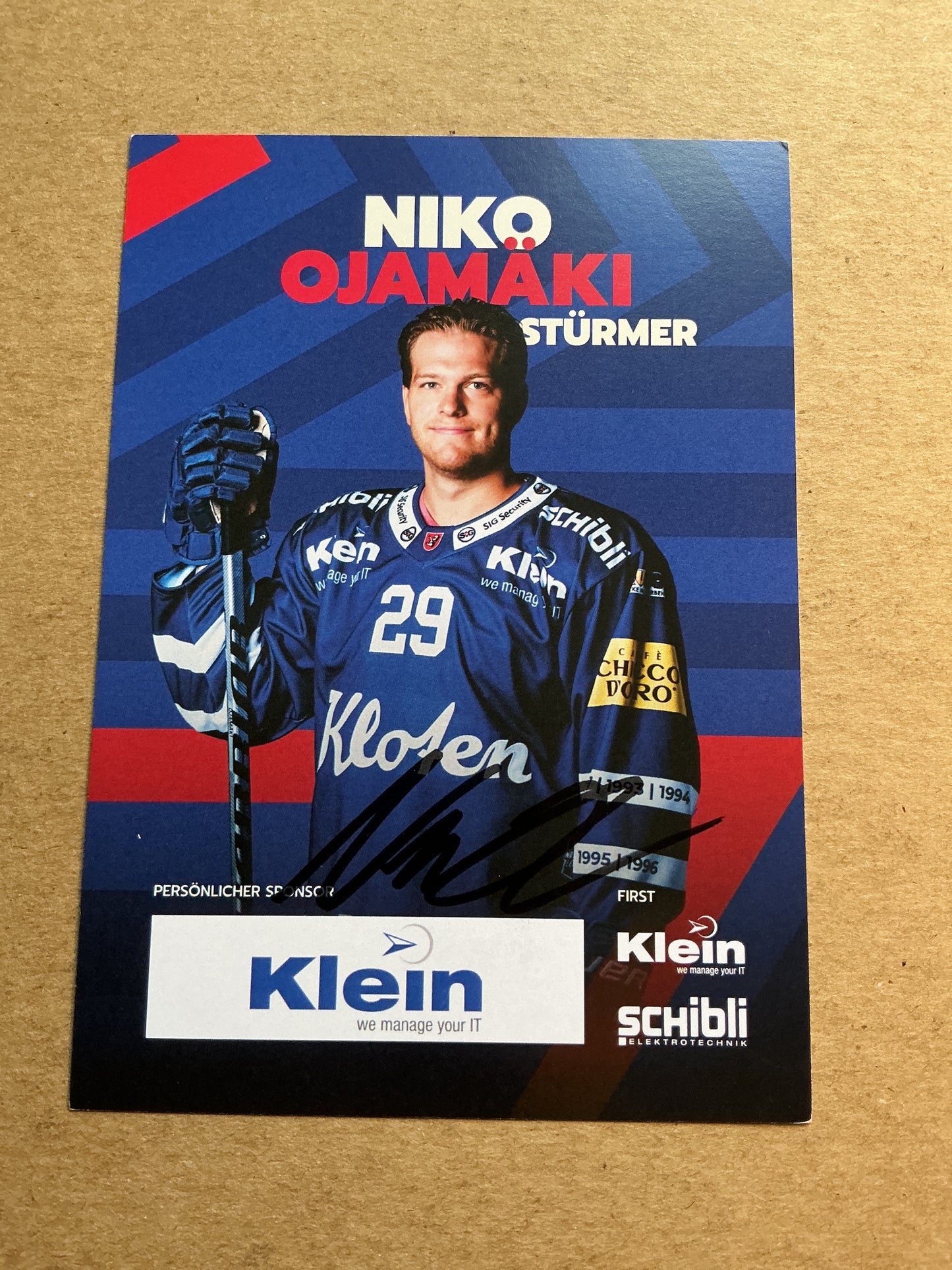 Niko Ojamäki, Finland 🇫🇮 EHC Kloten 2024/25 hand signed