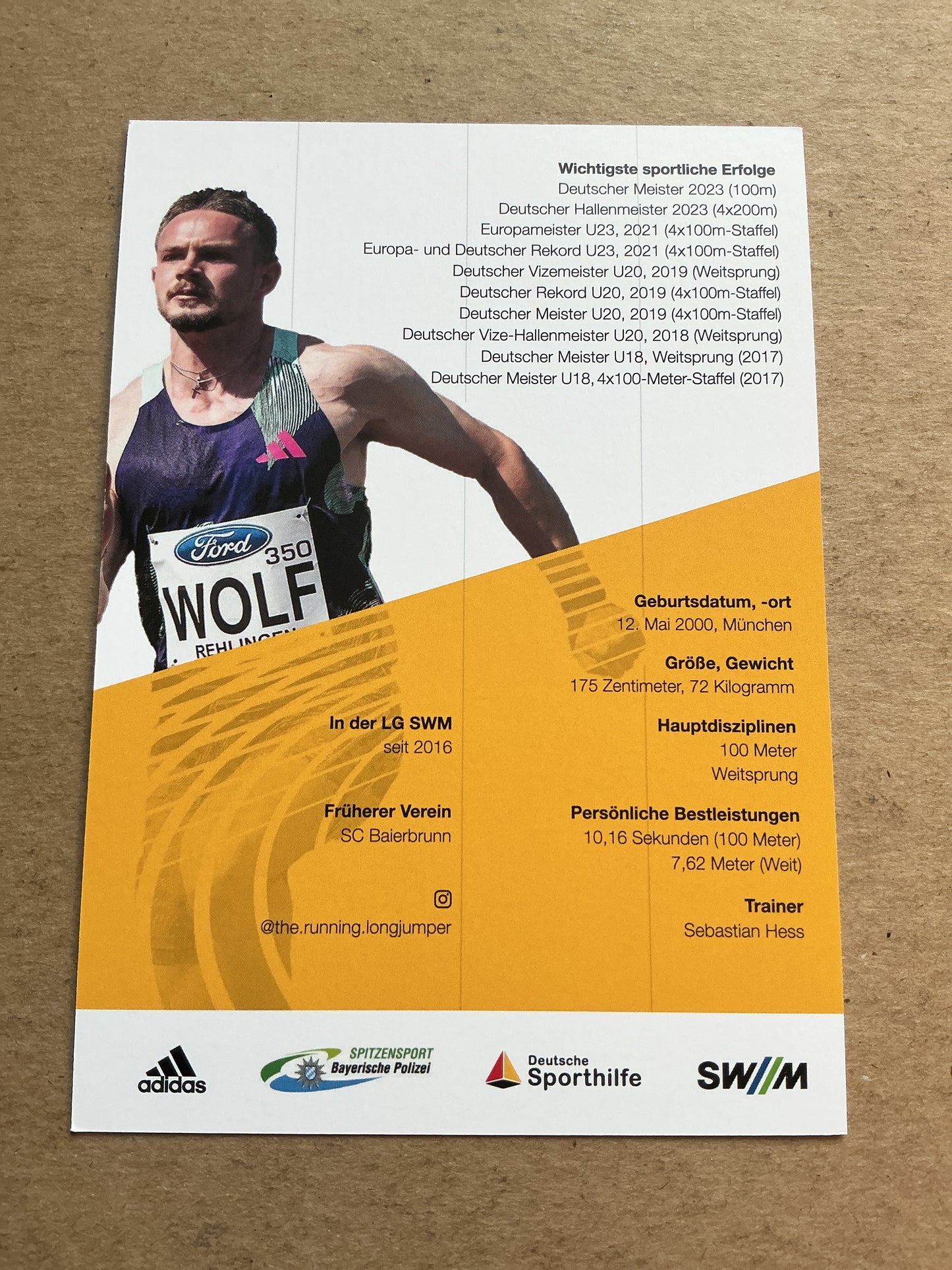 Yannick Wolf, Germany 🇩🇪 Athletics Summer Olympics 2024 hand signed