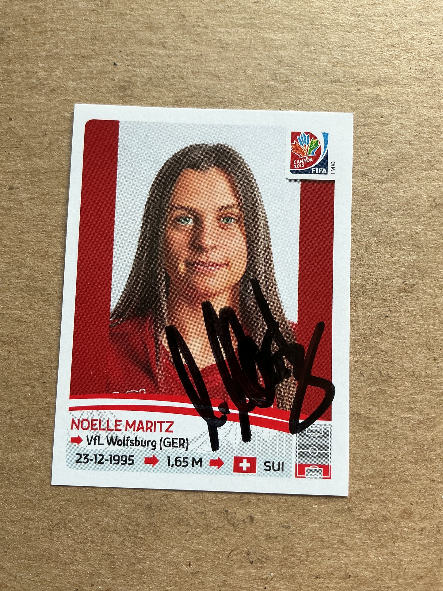 Noelle Maritz, Switzerland 🇨🇭 FIFA Women’s World Cup 2015 Panini hand signed