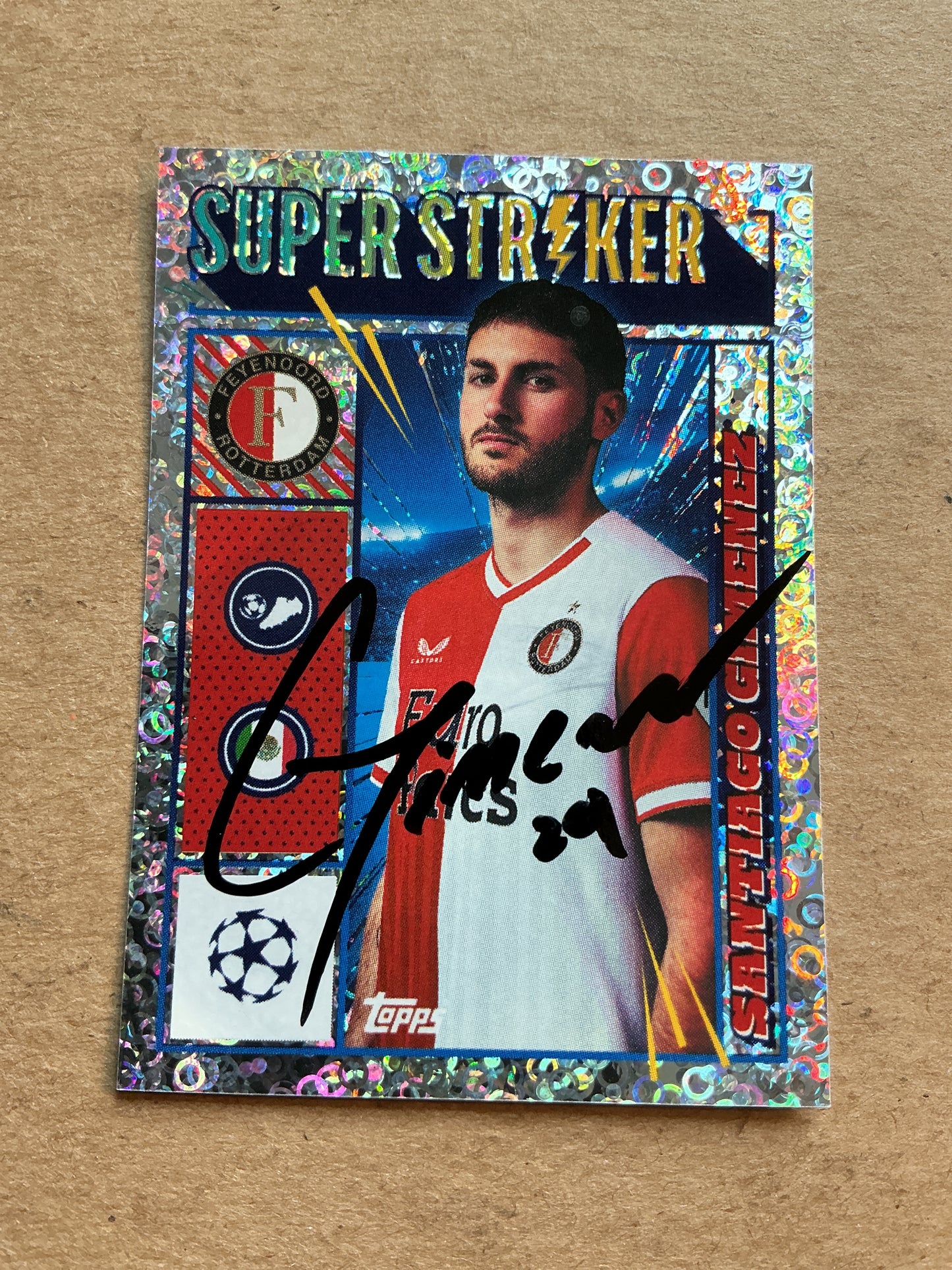 Santiago Gimenez, Mexico 🇲🇽 Feyenoord Rotterdam 2023/24 Topps hand signed