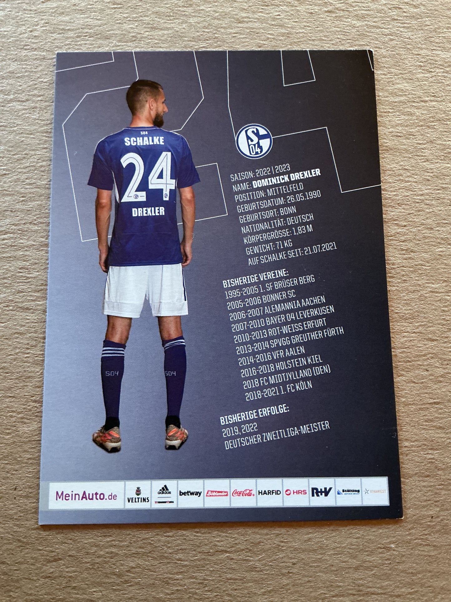 Dominick Drexler, Germany π©πͺ FC Schalke 04 2022/23 hand signed