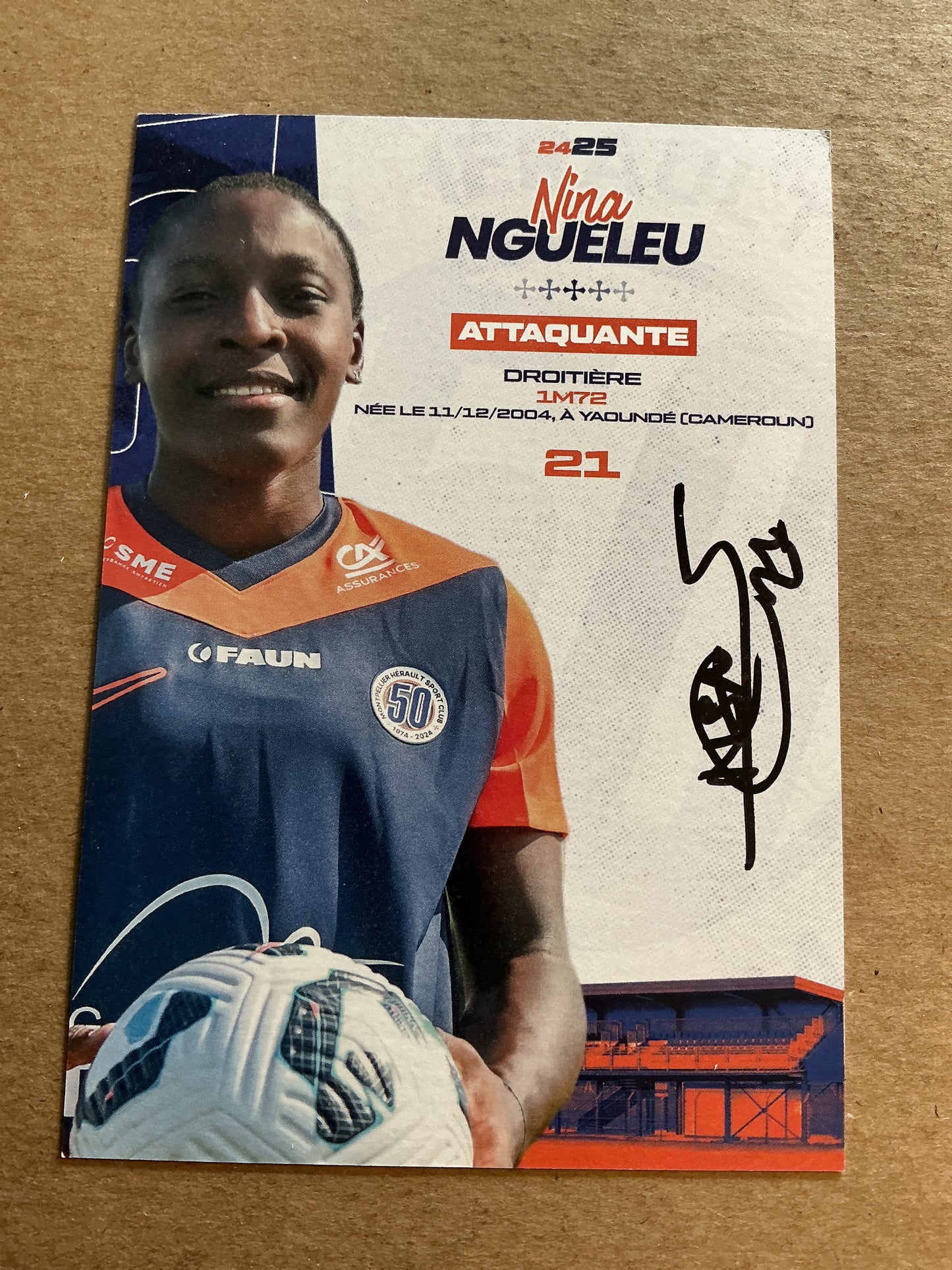 Nina Ngueleu, Nigeria 🇳🇬 Montpellier HSC 2024/25 hand signed