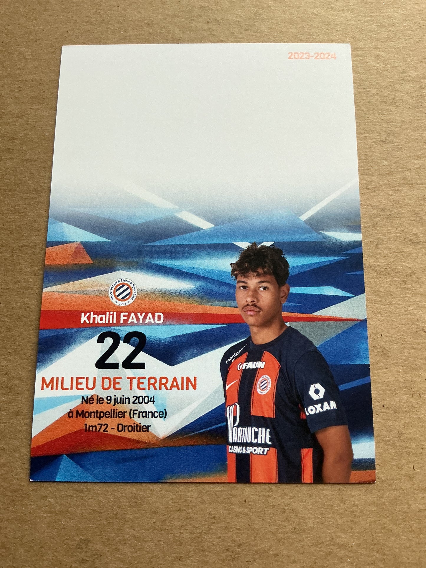 Khalid Fayad, France 🇫🇷 Montpellier HSC 2023/24 hand signed
