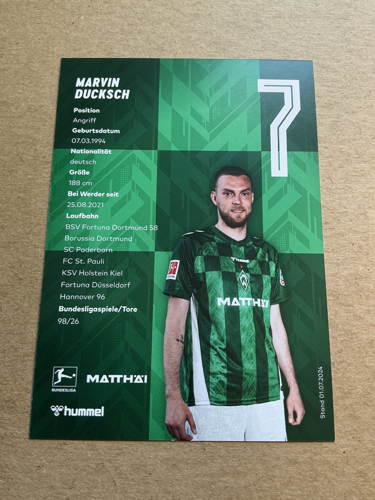 Marvin Duksch, Germany 🇩🇪 SV Werder Bremen 2024/25 hand signed