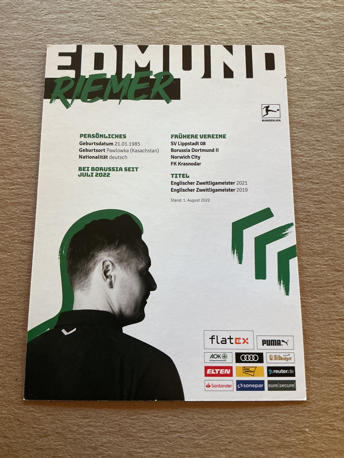 Edmund Riemer, Germany 🇩🇪 Borussia Mönchengladbach 2022/23 hand signed