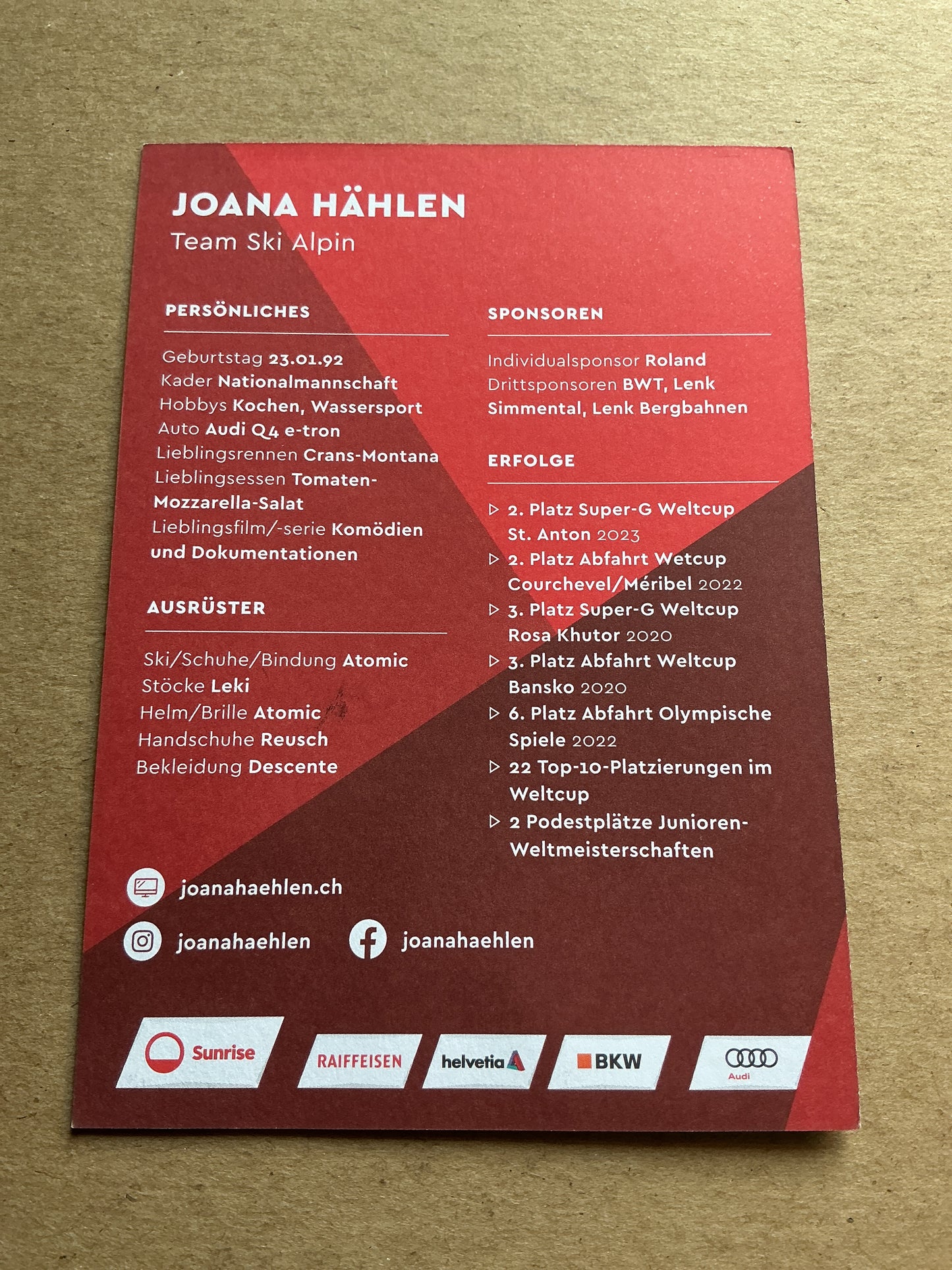 Joana Hählen, Switzerland 🇨🇭 Alpine Winter Sports 2024/25 hand signed