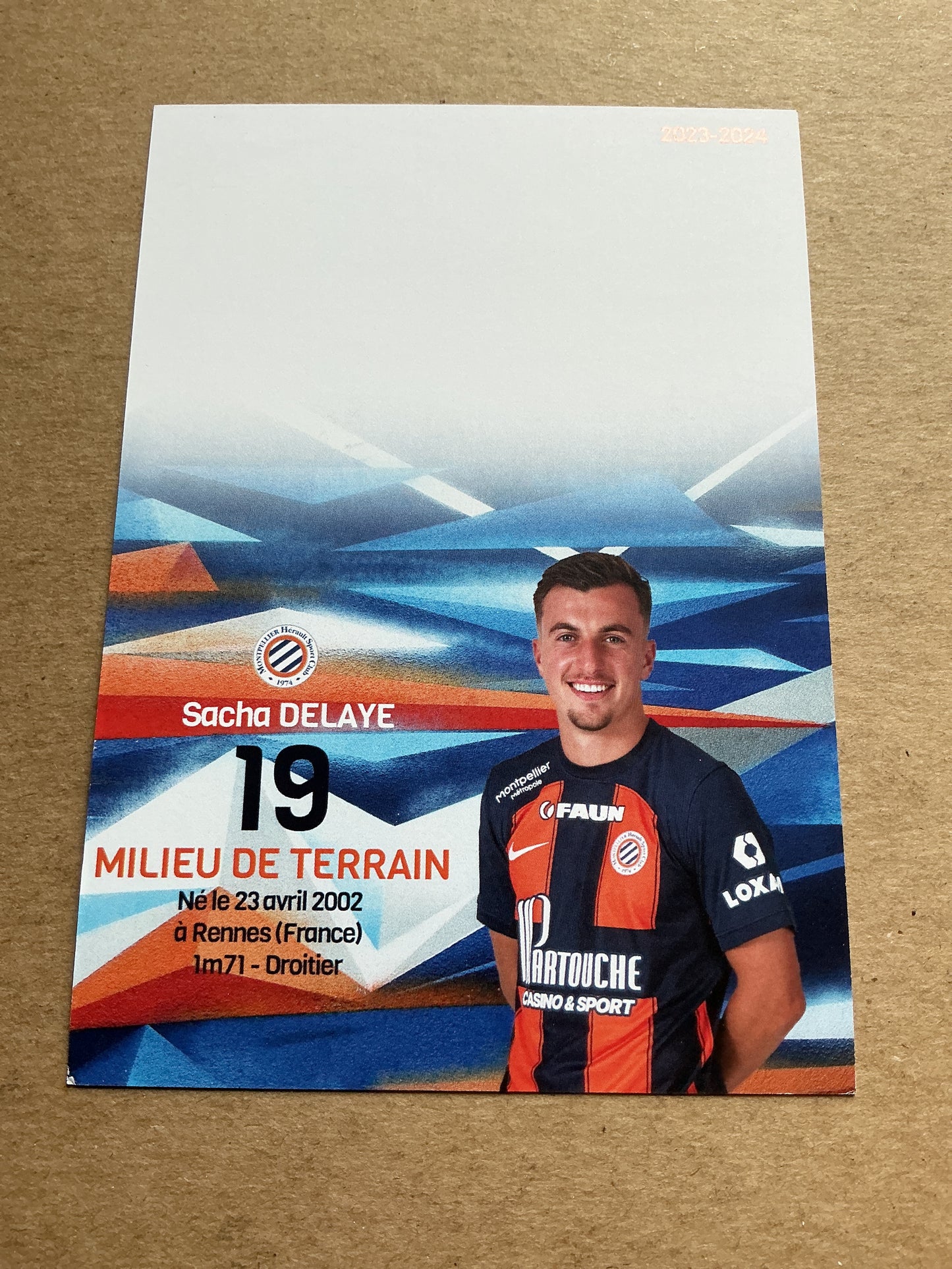 Sacha Delaye, France 🇫🇷 Montpellier HSC 2023/24 hand signed