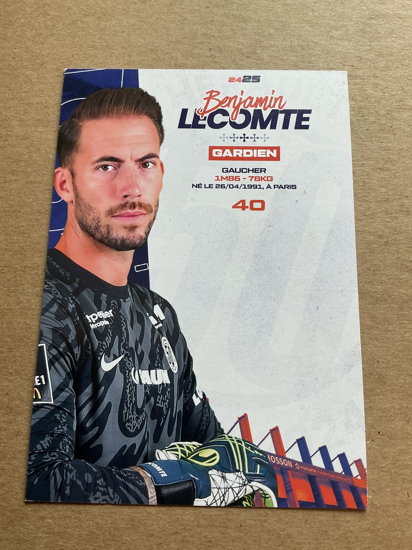 Benjamin Lecomte, France 🇫🇷 Montpellier HSC 2024/25 hand signed