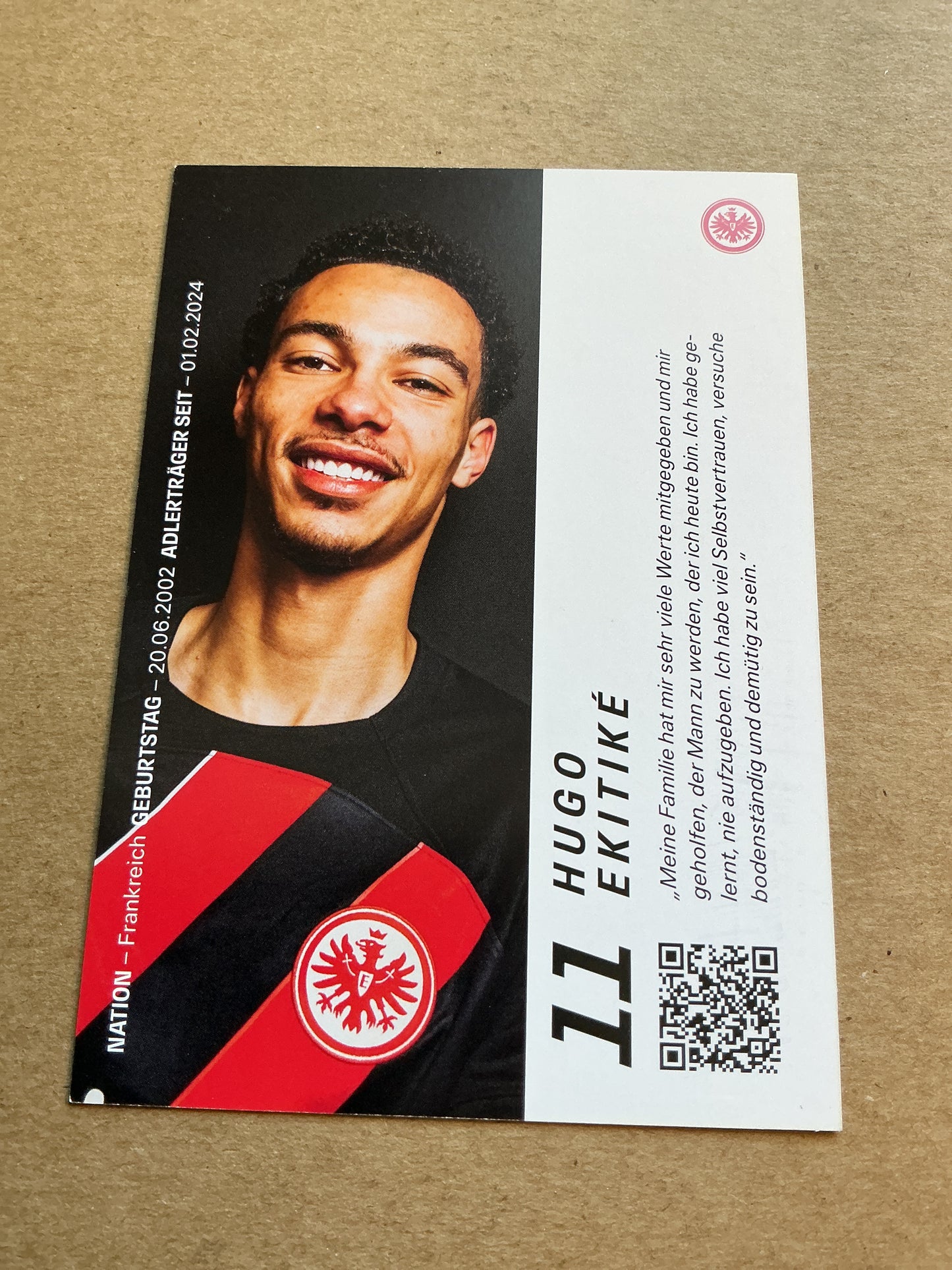 Hugo Etikite, France 🇫🇷 Eintracht Frankfurt 2023/24 hand signed