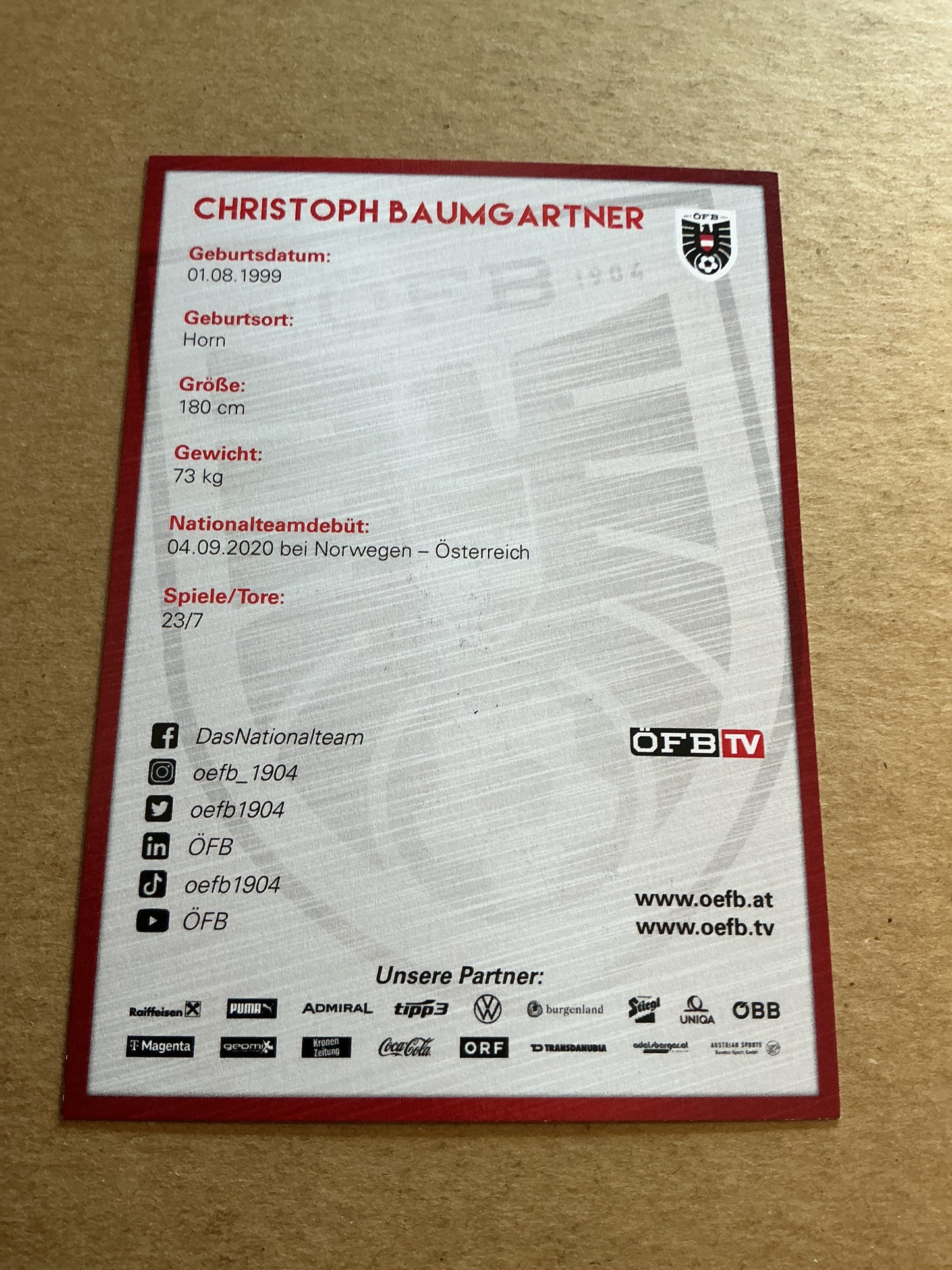 Christoph Baumgartner, Austria 🇦🇹 2023 hand signed