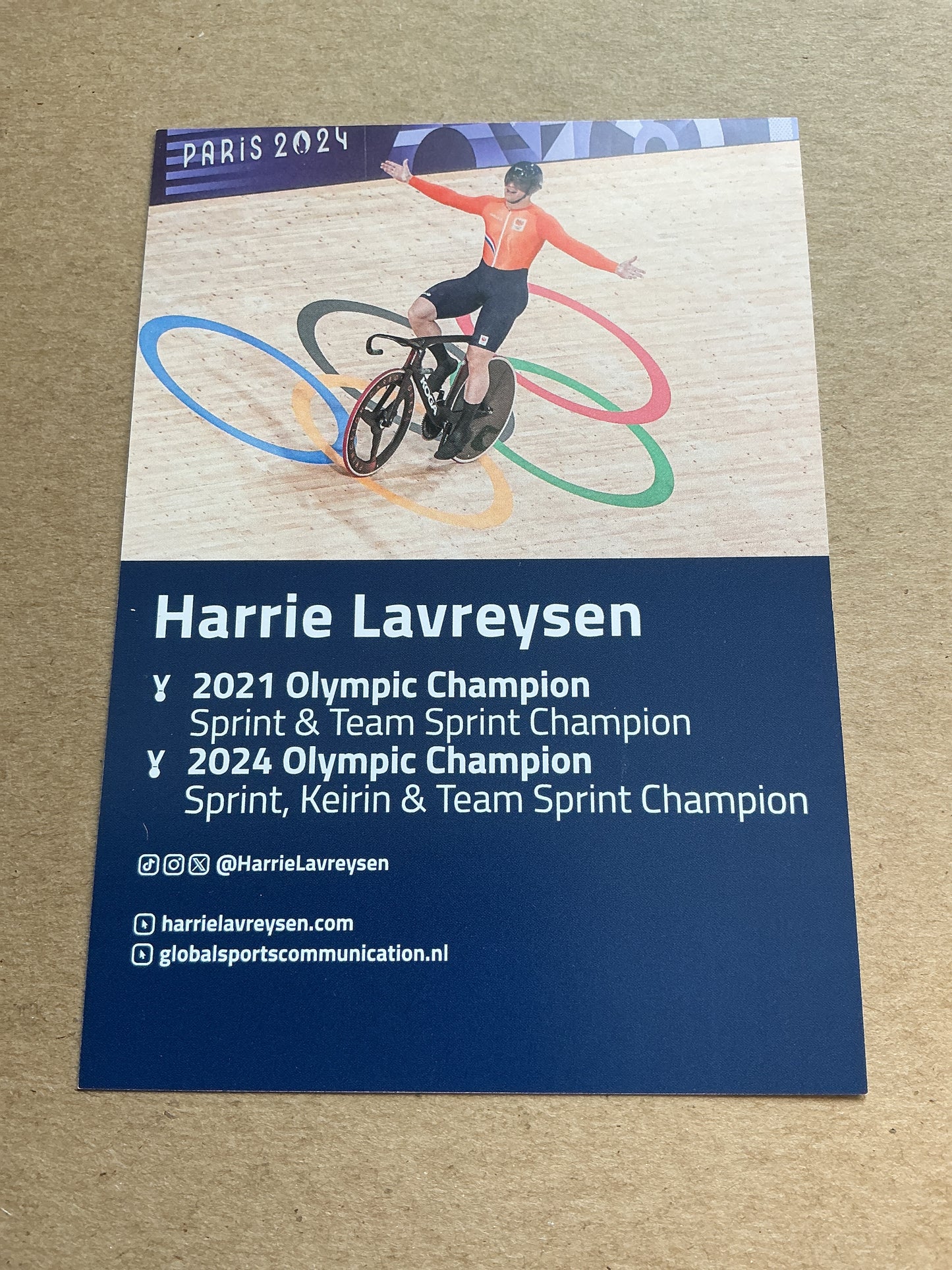 Harrie Lavreysen, Netherlands 🇳🇱 Cycling Summer Olympics 2024 hand signed