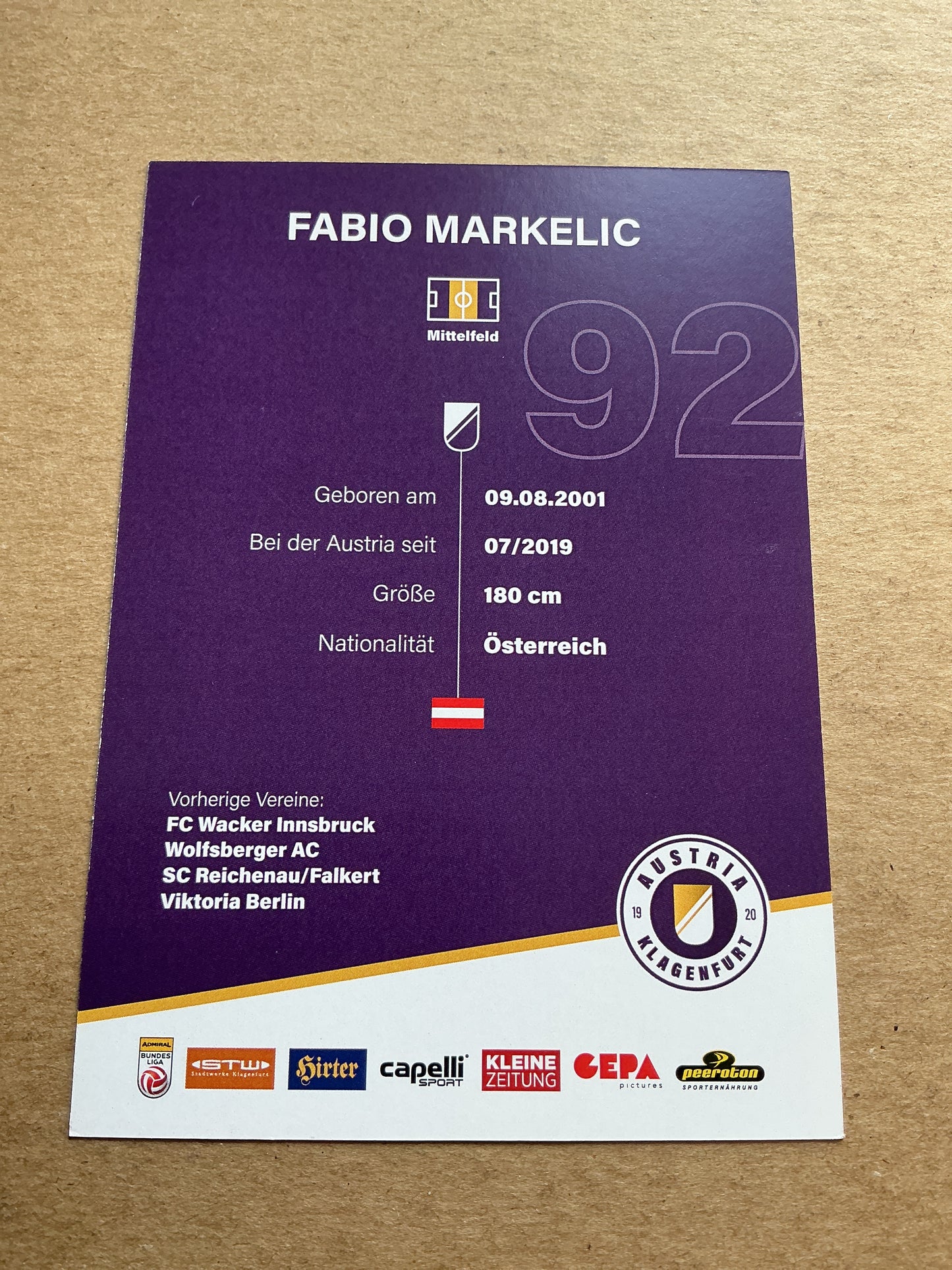 Fabio Markelic, Austria ๐ฆ๐น Austria Klagenfurt 2023/24 hand signed