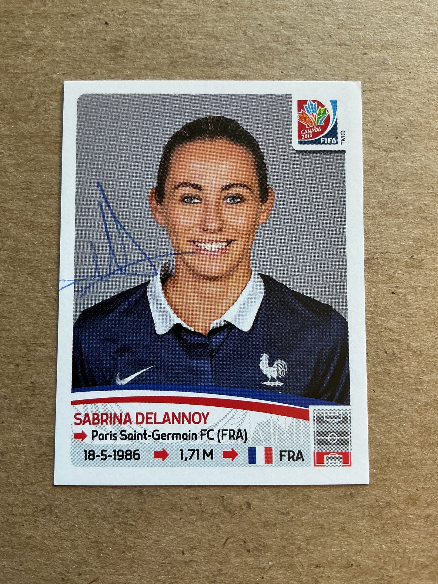 Sabrina Delannoy, France 🇫🇷 FIFA Women’s World Cup 2015 Panini hand signed
