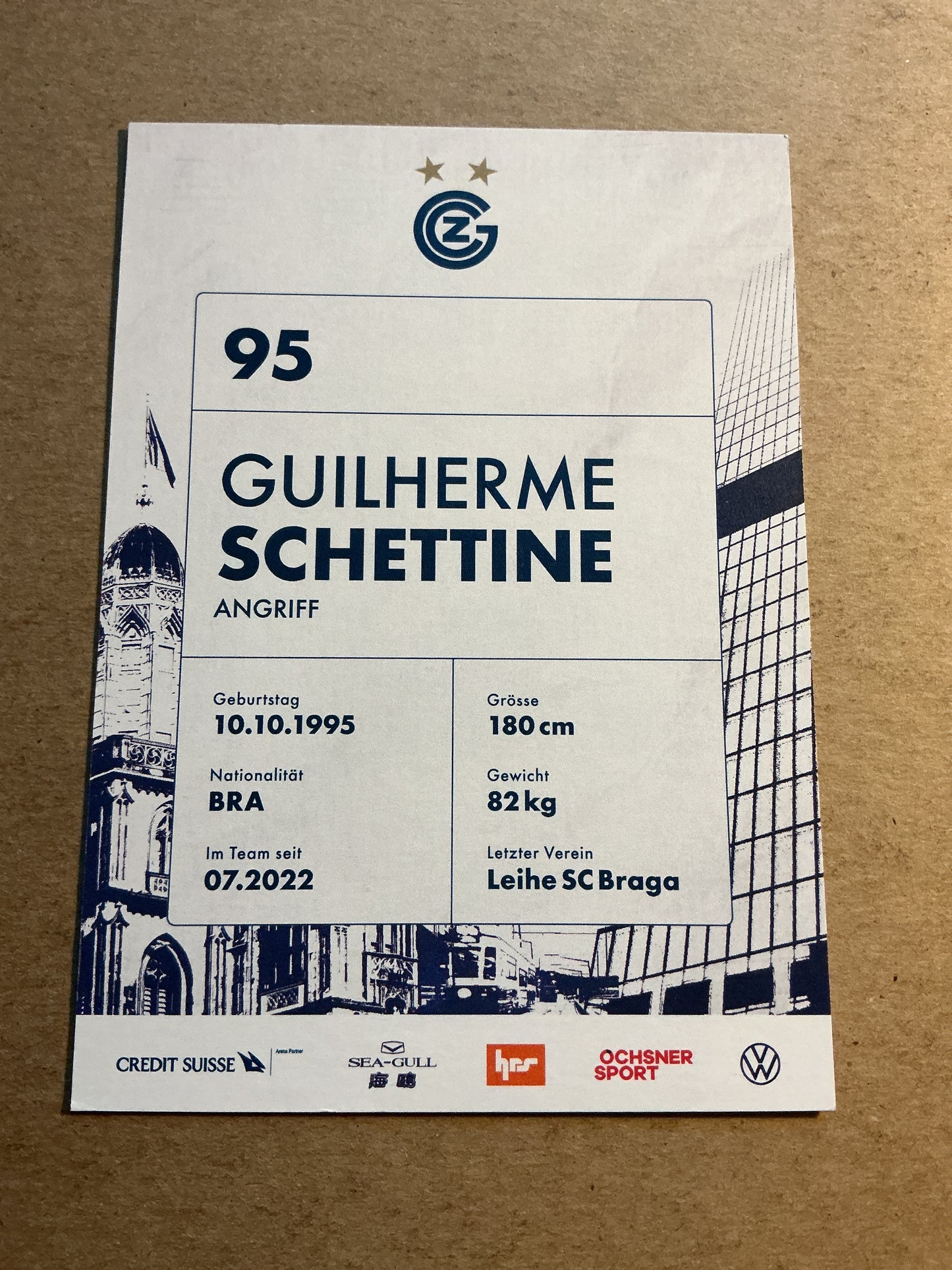 Guilherme Schettine, Brazil 🇧🇷 Grasshopper Zürich 2022/23 hand signed