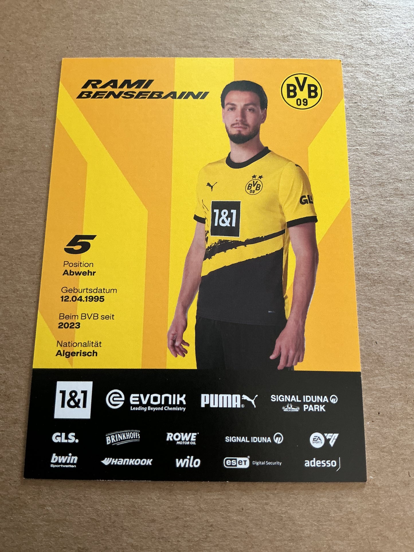 Rami Bensebaini, Algeria 🇩🇿 Borussia Dortmund 2023/24 hand signed