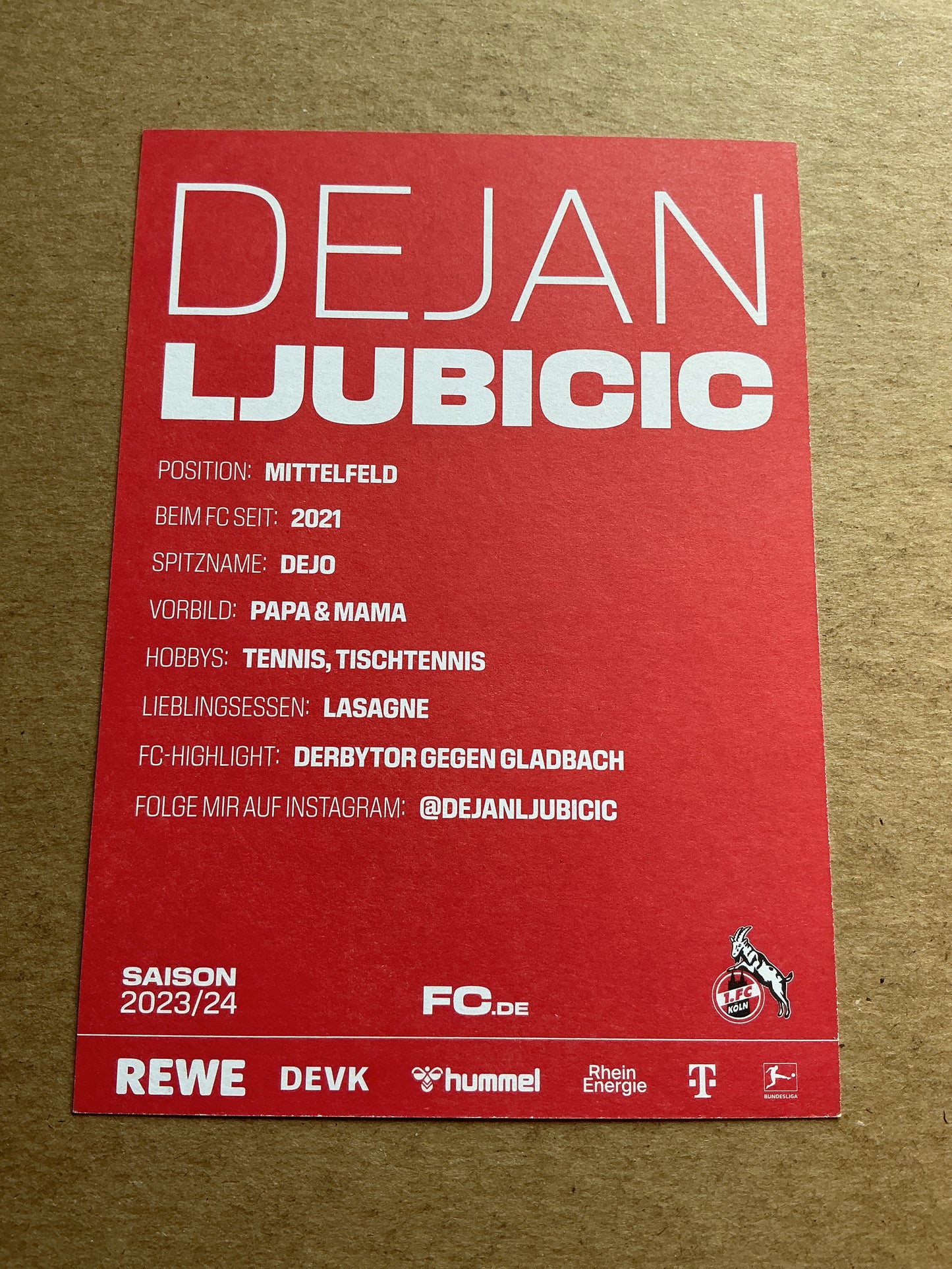 Dejan Ljubicic, Austria 🇦🇹 1.FC Köln 2023/24 hand signed