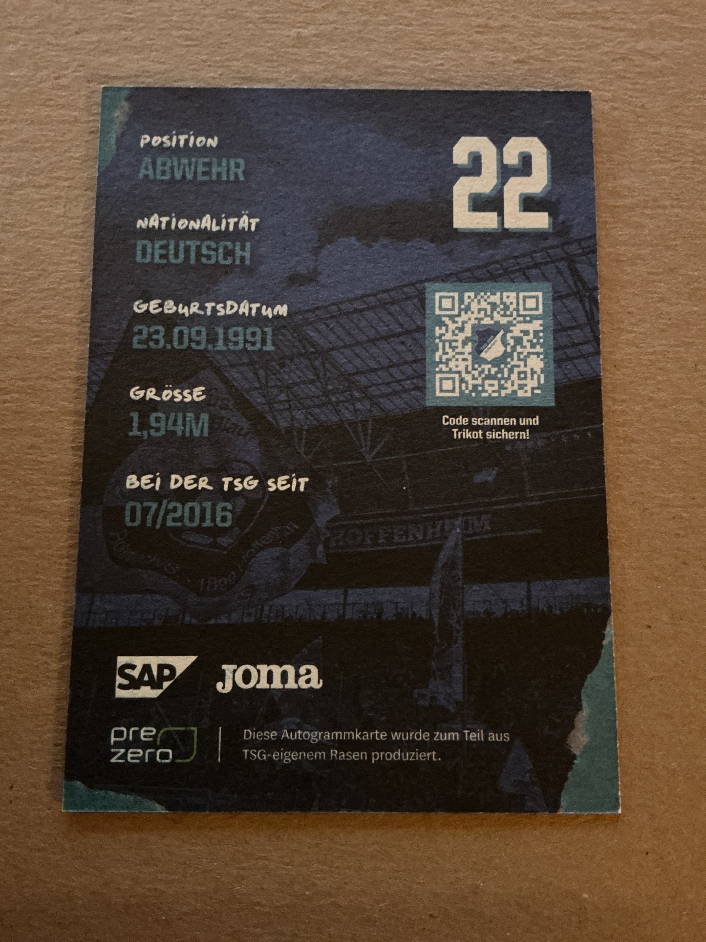 Kevin Vogt, Germany π©πͺ TSG 1899 Hoffenheim 2022/23 hand signed