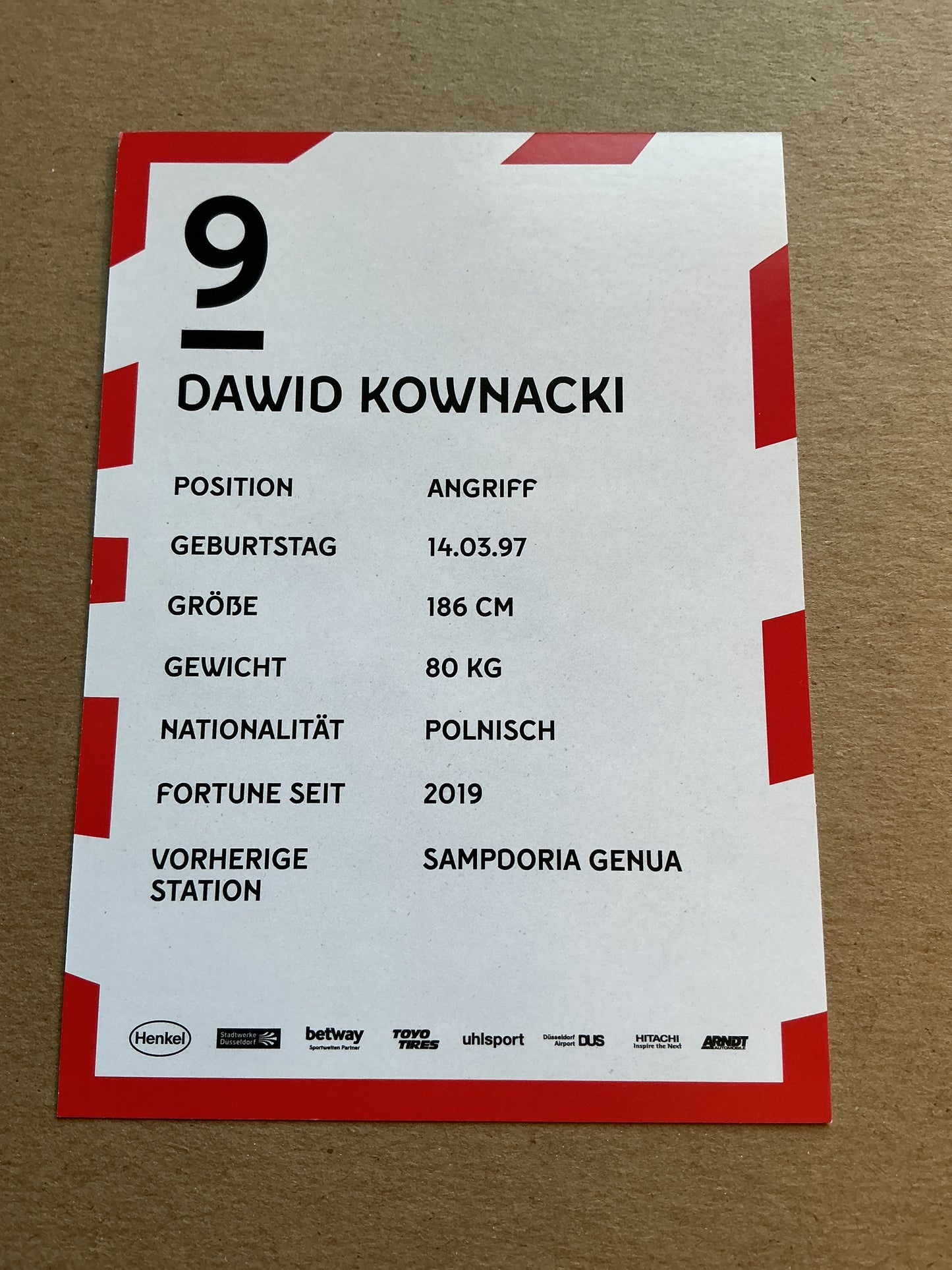 David Kownacki, Poland 🇵🇱 Fortuna Düsseldorf 2019/20 hand signed