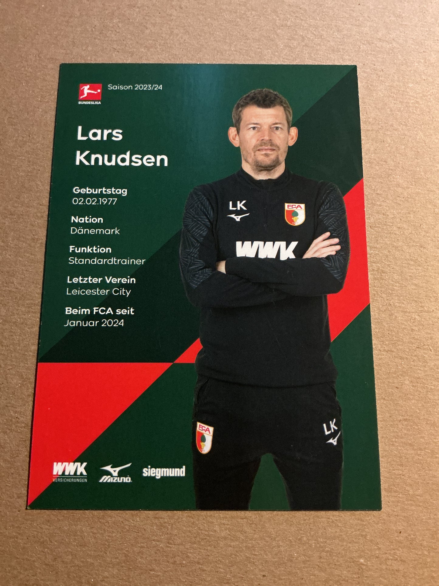 Lars Knudsen, Denmark 🇩🇰 FC Augsburg 2023/24 hand signed