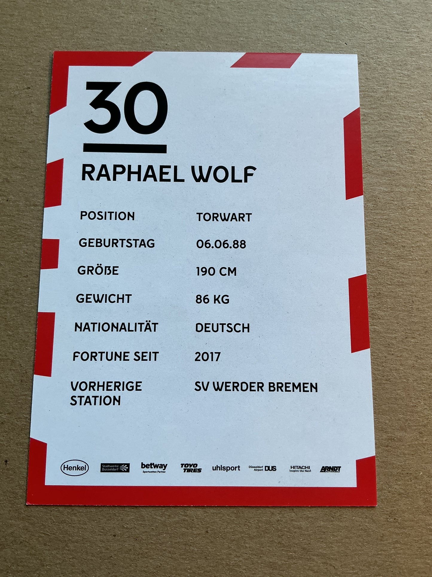 Raphael Wolf, Germany 🇩🇪 Fortuna Düsseldorf 2019/20 hand signed
