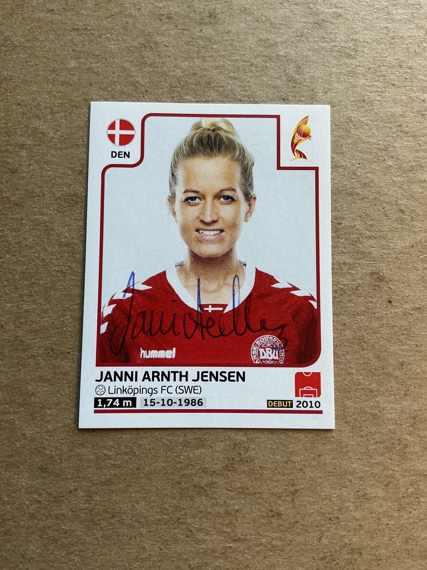 Janni Arnth Jensen, Denmark 🇩🇰 FIFA Women’s Euro Cup 2017 Panini hand signed