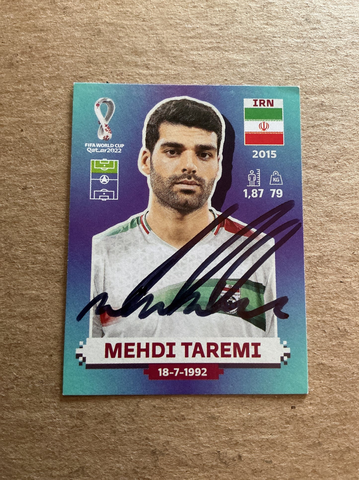 Mehdi Taremi, Iran 🇮🇷 FIFA World Cup 2022 Panini hand signed