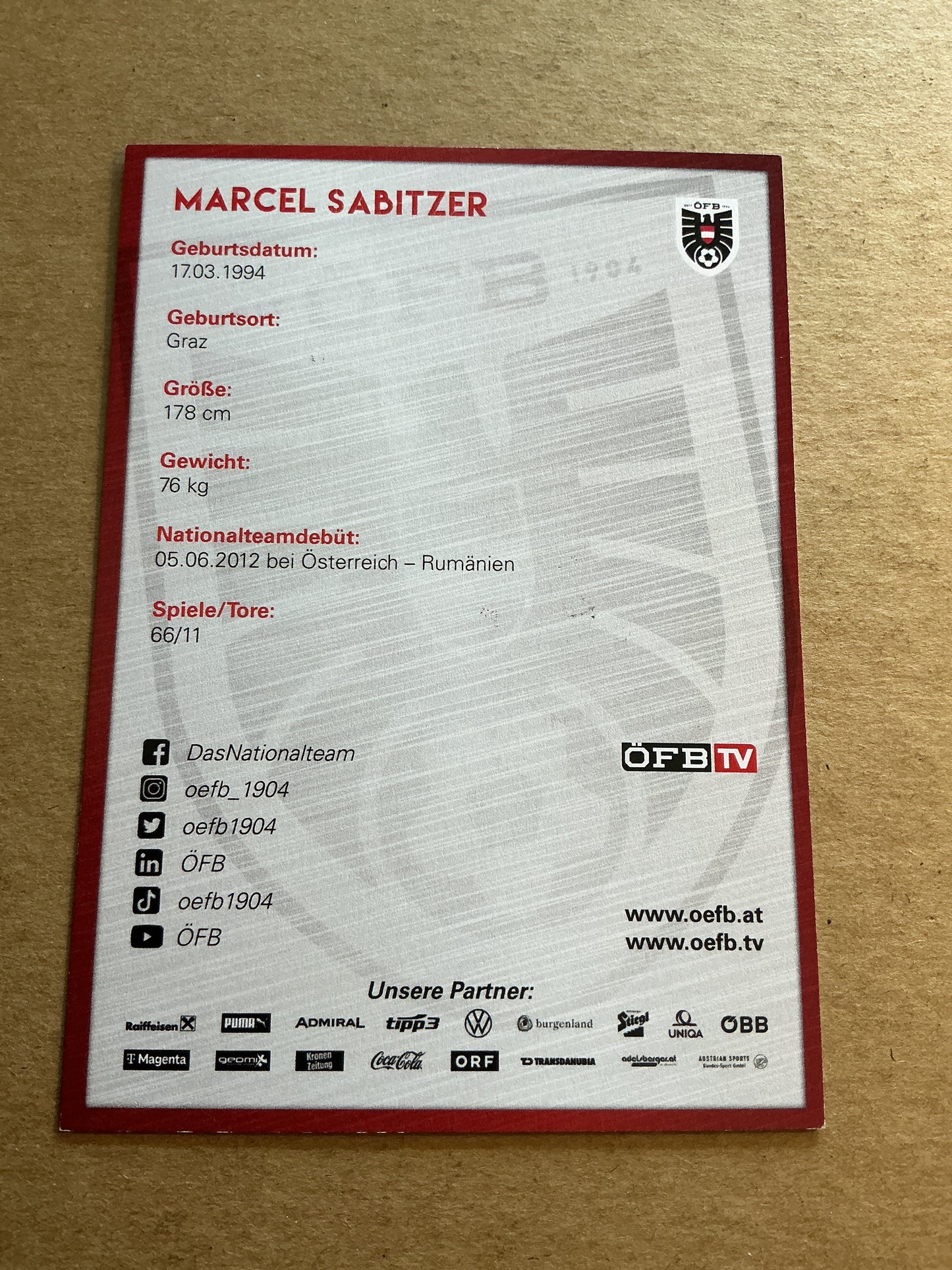 Marcel Sabitzer, Austria ๐ฆ๐น 2023 hand signed