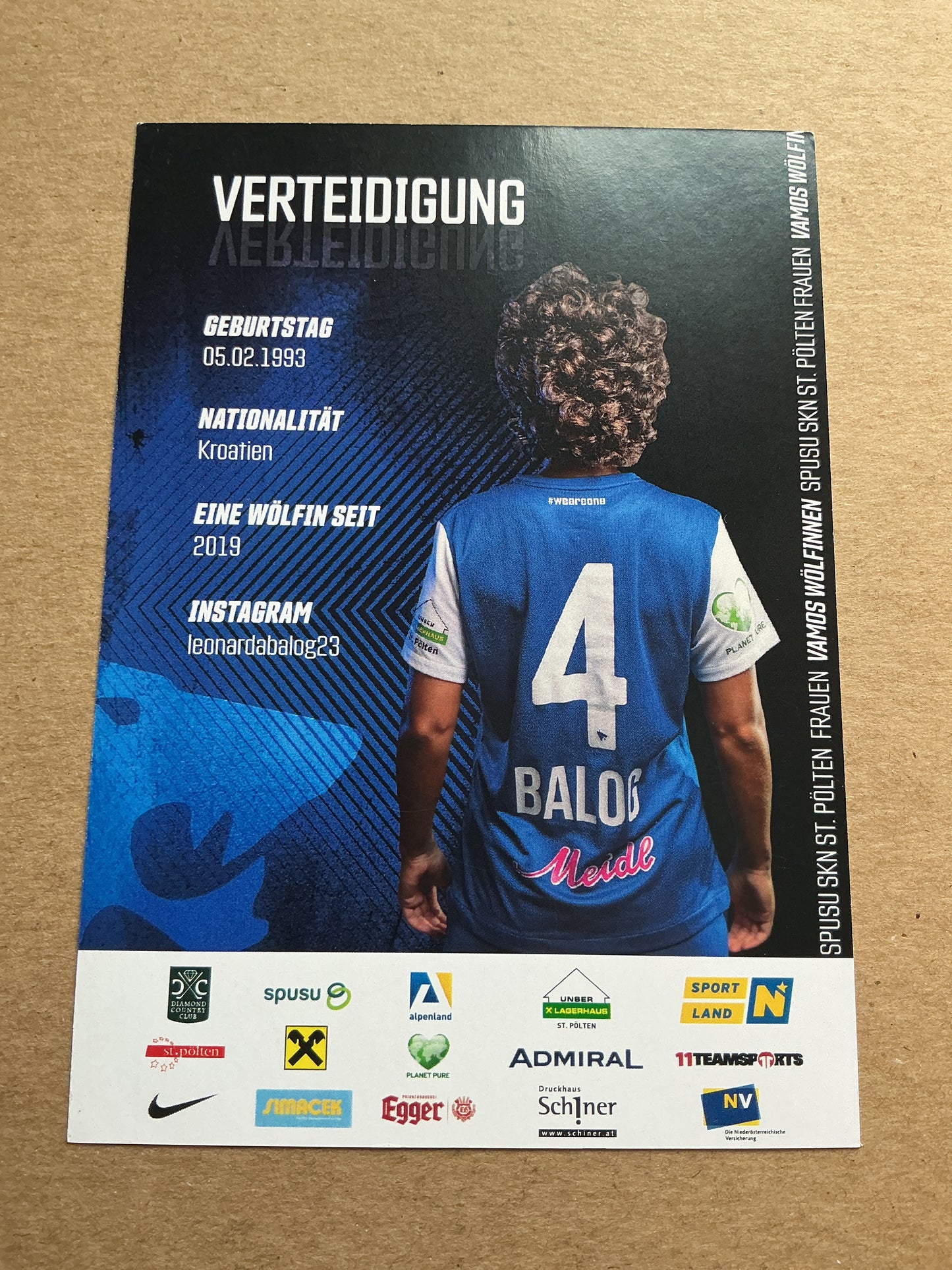 Leonarda Balog, Croatia 🇭🇷 SKN St.Pölten 2022/23 hand signed