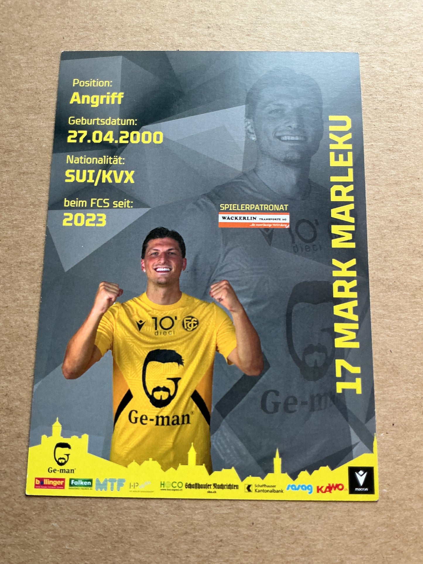 Mark Maleku, Kosovo 🇽🇰 FC Schaffhausen 2024/25 hand signed