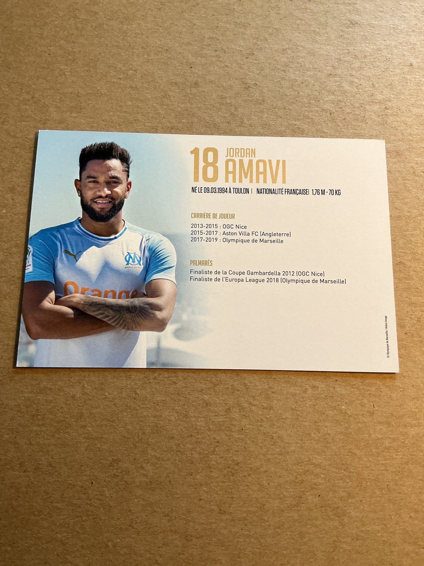 Jordan Amavi, France 🇫🇷 Olympique Marseille 2018/19 hand signed