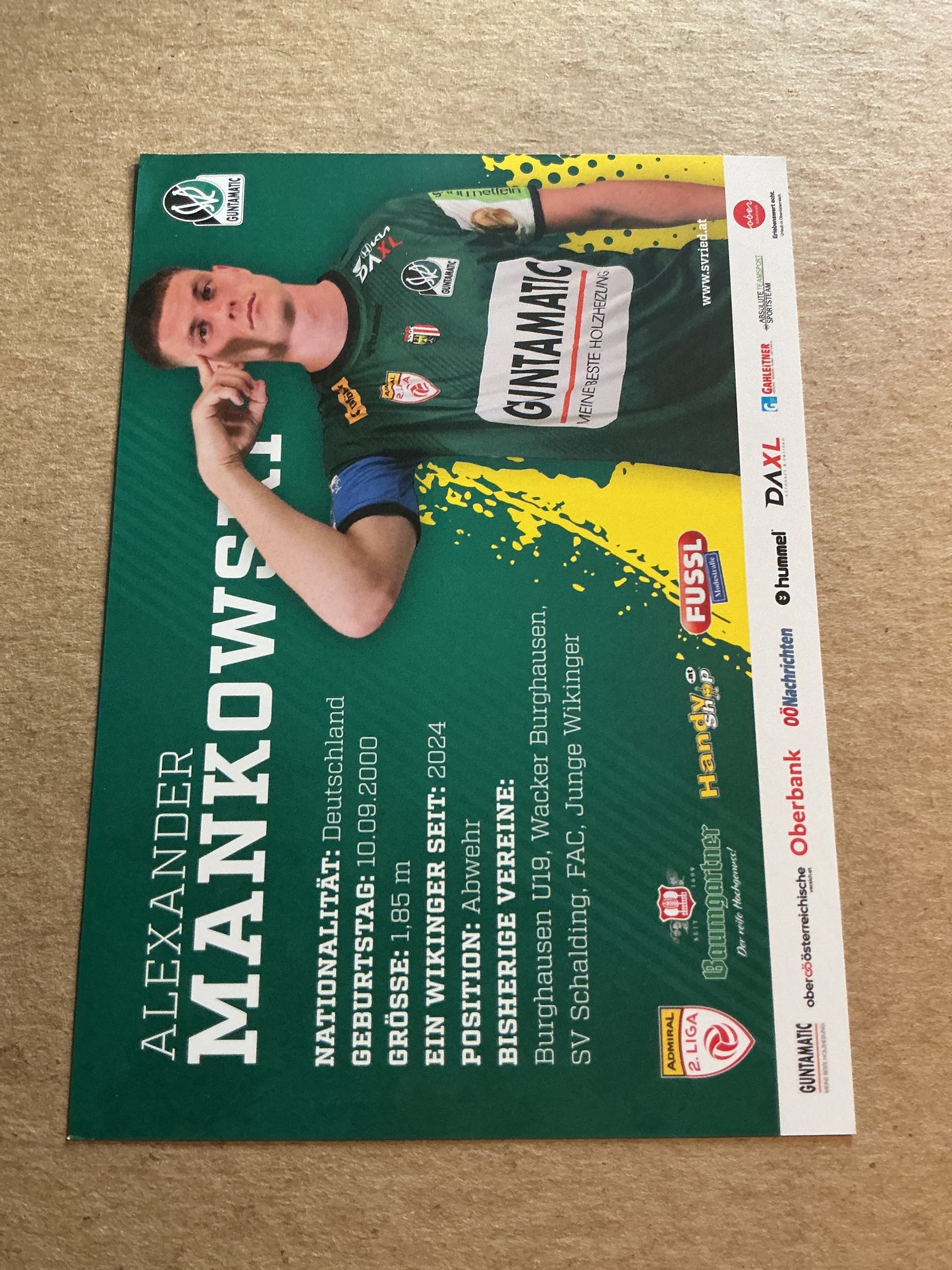 Alexander Mankowski, Germany 🇩🇪 SV Ried 2024/25 hand signed
