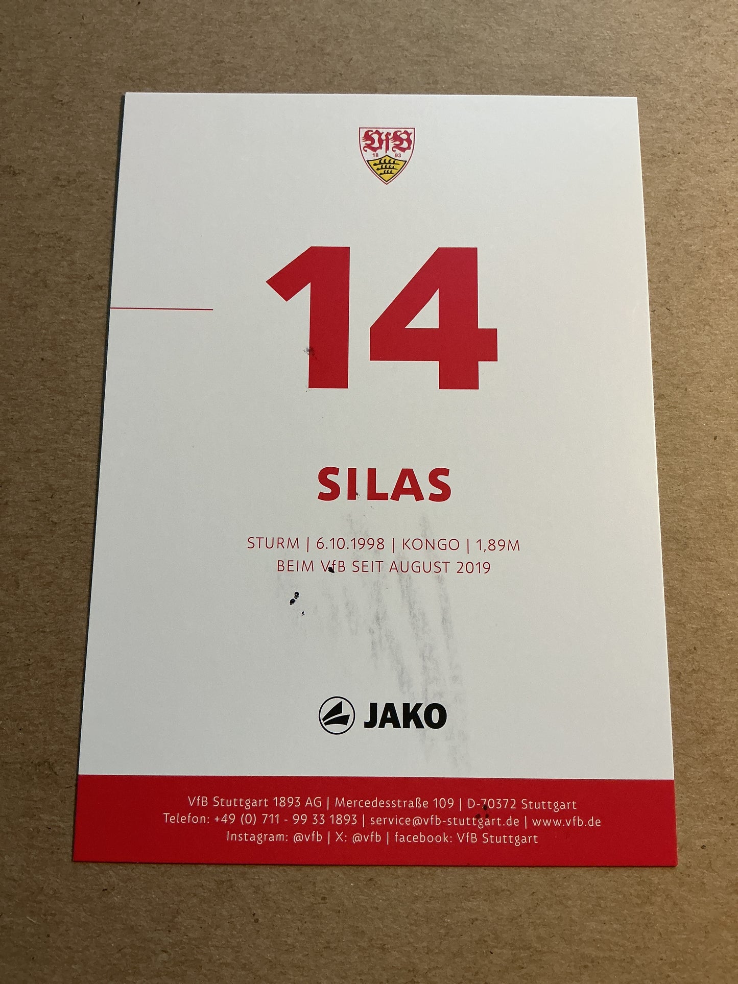 Silas, Kongo 🇨🇩 VfB Stuttgart 2023/24 hand signed