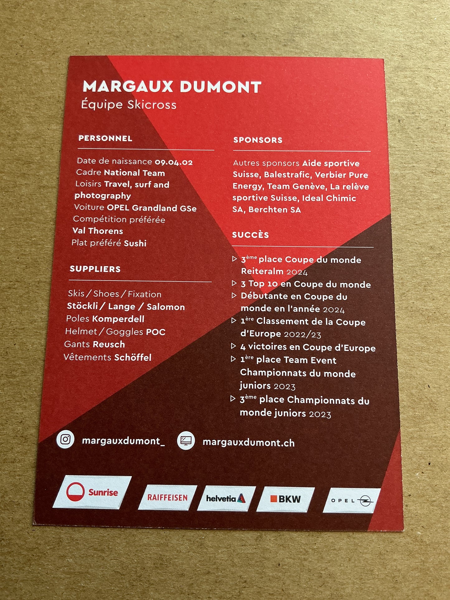 Margaux Dumont, Switzerland 🇨🇭 Freestyle Winter Sports 2024/25 hand signed
