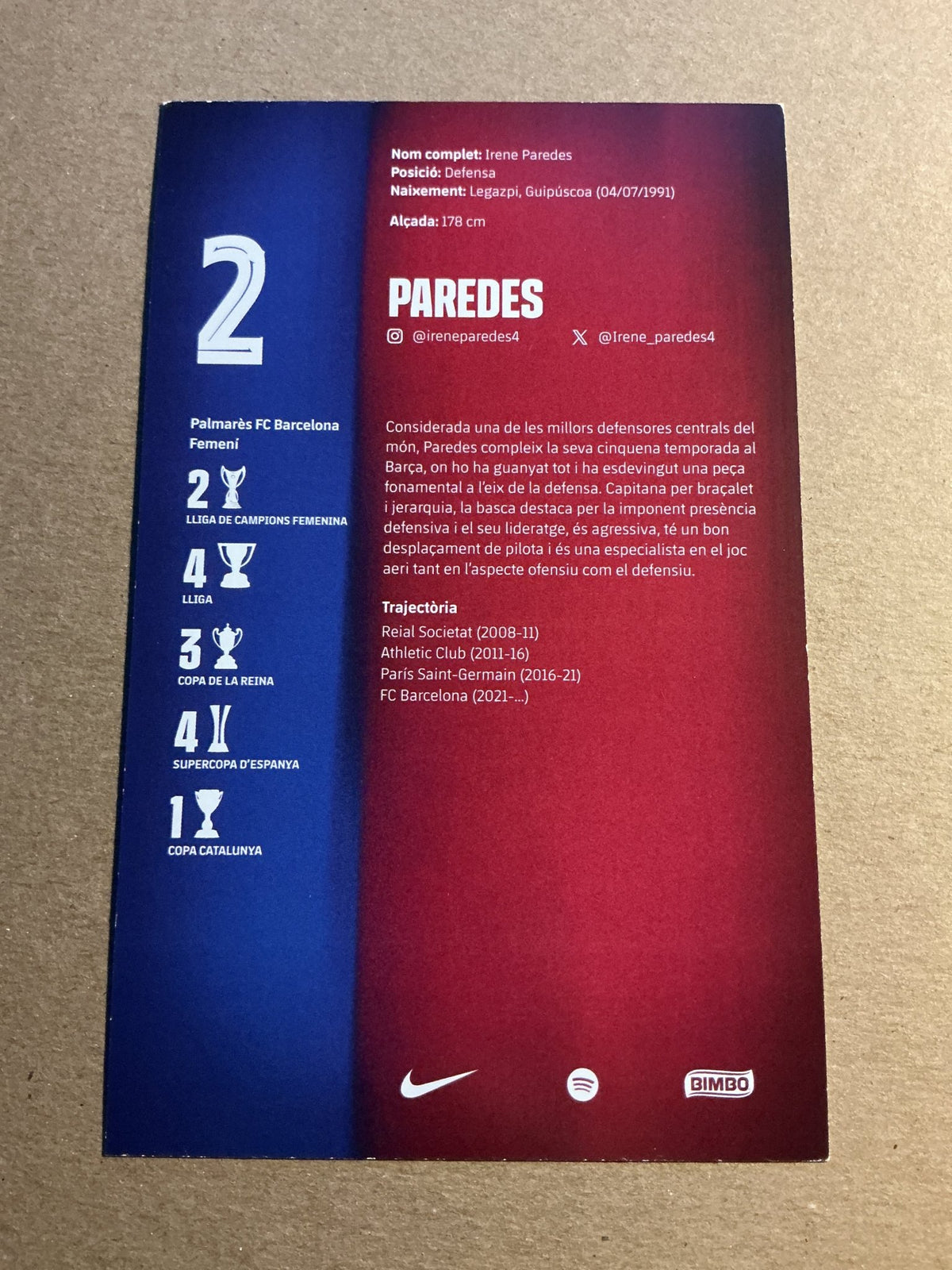 Irene Paredes, Spain 🇪🇸 FC Barcelona Femení 2025/26 unsigned - Autographs-World