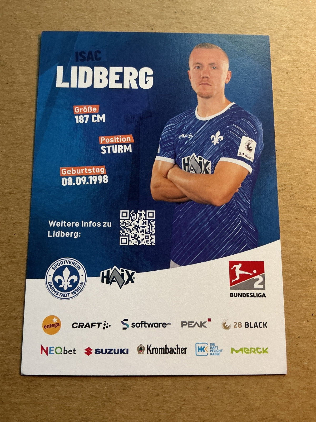 Isac Lidberg, Sweden 🇸🇪 SV Darmstadt 98 2023/24 hand signed - Autographs-World