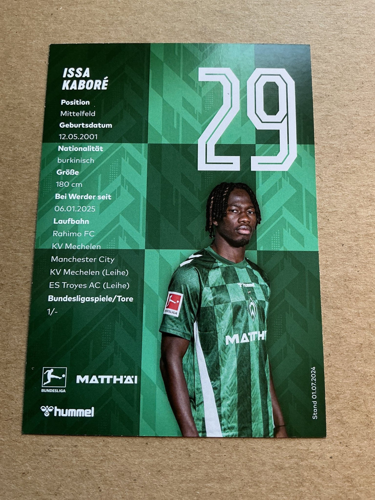 Issa Kabore, Burkina Faso 🇧🇫 SV Werder Bremen 2024/25 hand signed - Autographs-World