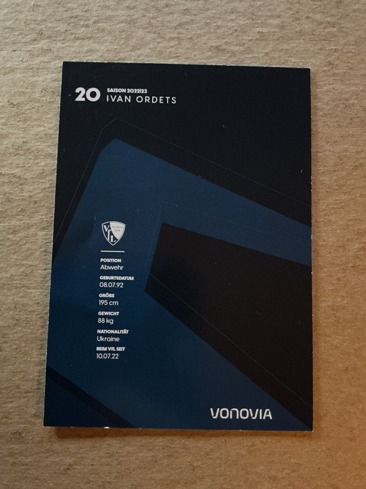 Ivan Ordets, Ukraine πΊπ¦ VfL Bochum 2022/23 hand signed - Autographs-World