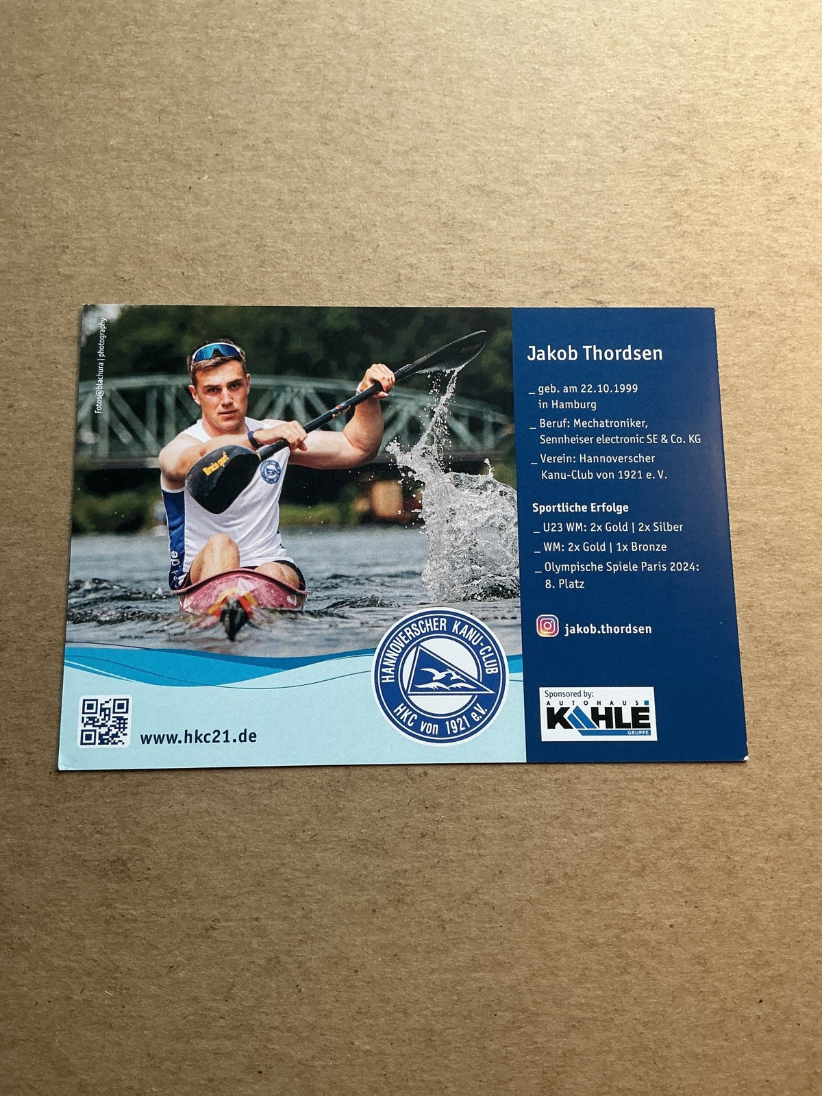 Jakob Thordsen, Germany 🇩🇪 Canoeing Summer Olympics 2024 hand signed - Autographs-World