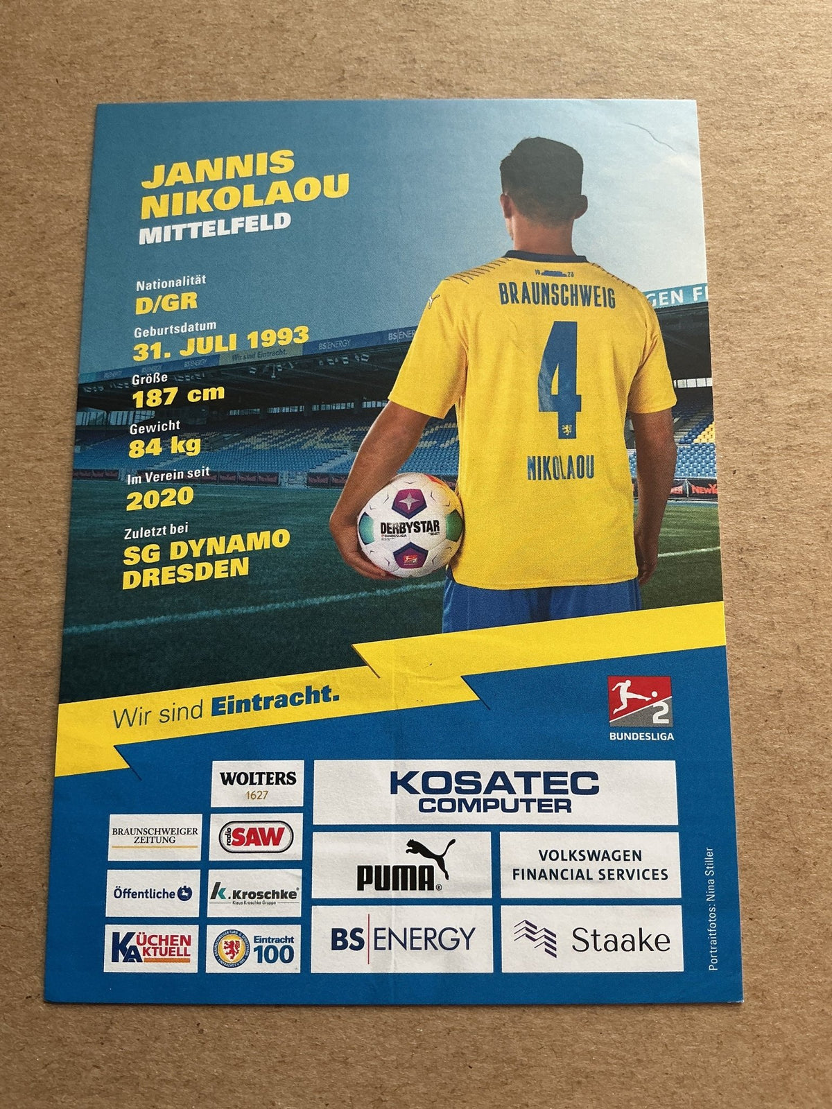 Jannis Nikolaou, Germany 🇩🇪 Eintracht Braunschweig 2023/24 hand signed - Autographs-World
