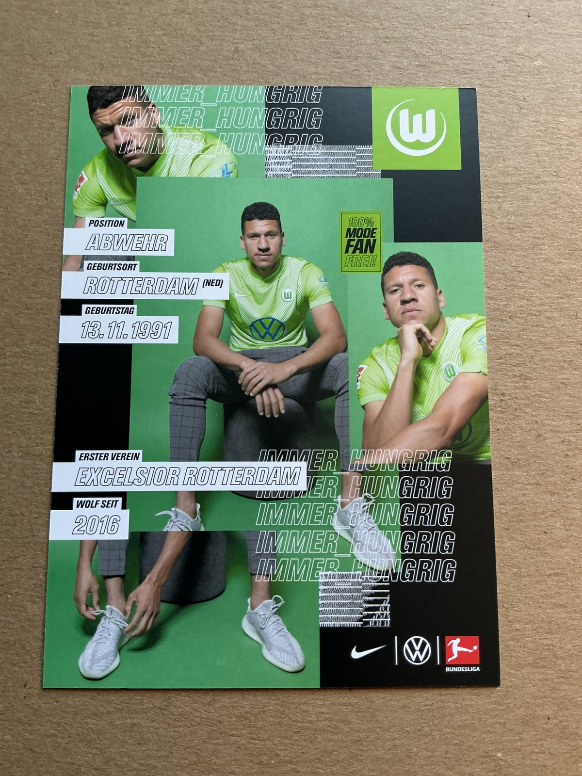 Jeffrey Bruma, Netherlands 🇳🇱 VfL Wolfsburg 2020/21 hand signed - Autographs-World