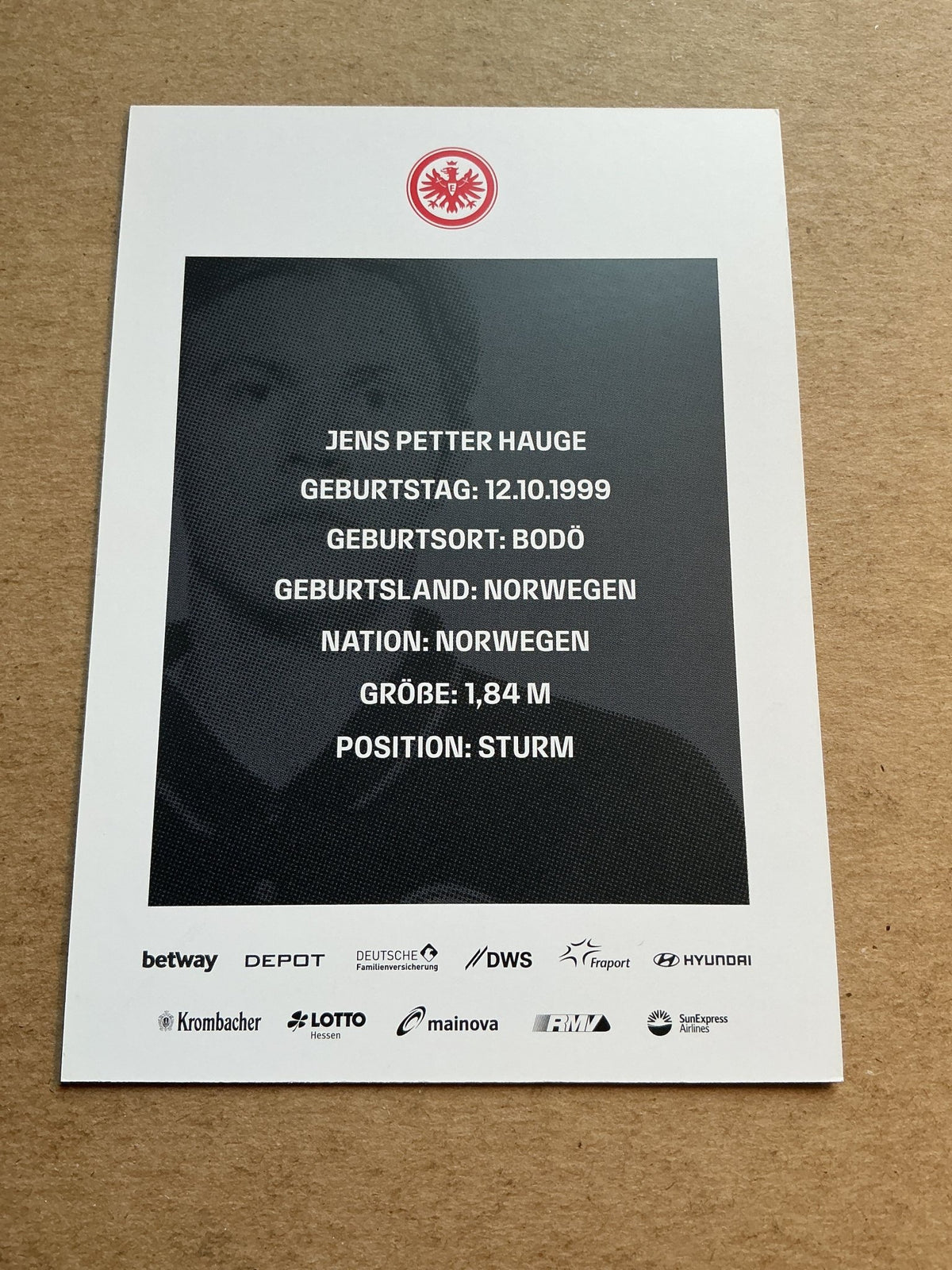 Jens Petter Hauge, Norway 🇳🇴 Eintracht Frankfurt 2021/22 hand signed - Autographs-World