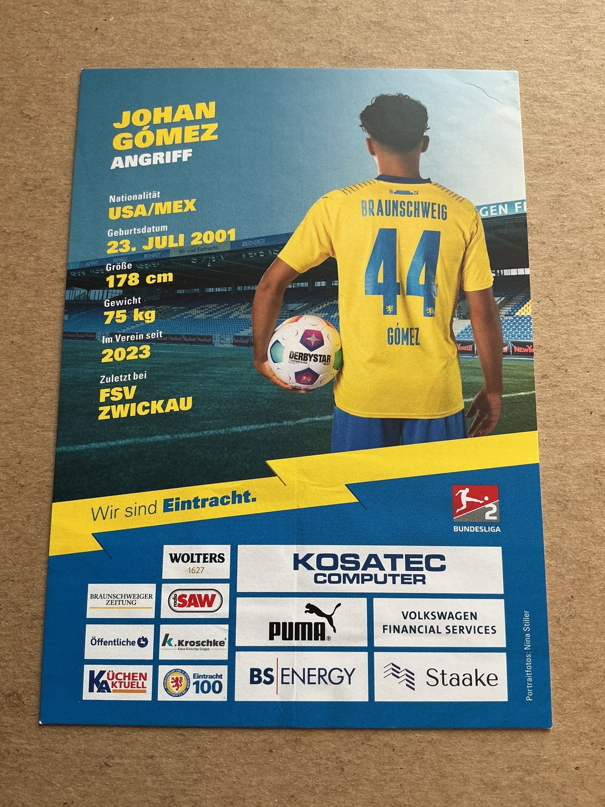 Johan Gomez, USA 🇺🇸 Eintracht Braunschweig 2023/24 hand signed - Autographs-World