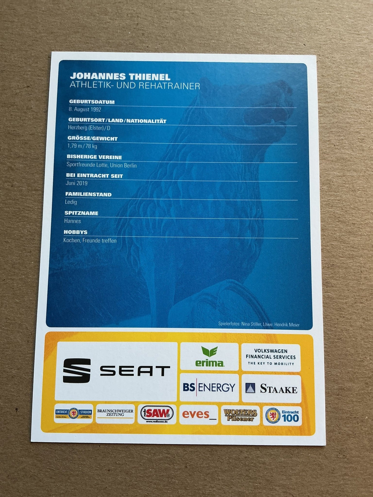 Johannes Thienel, Germany 🇩🇪 Eintracht Braunschweig 2019/20 hand signed - Autographs-World