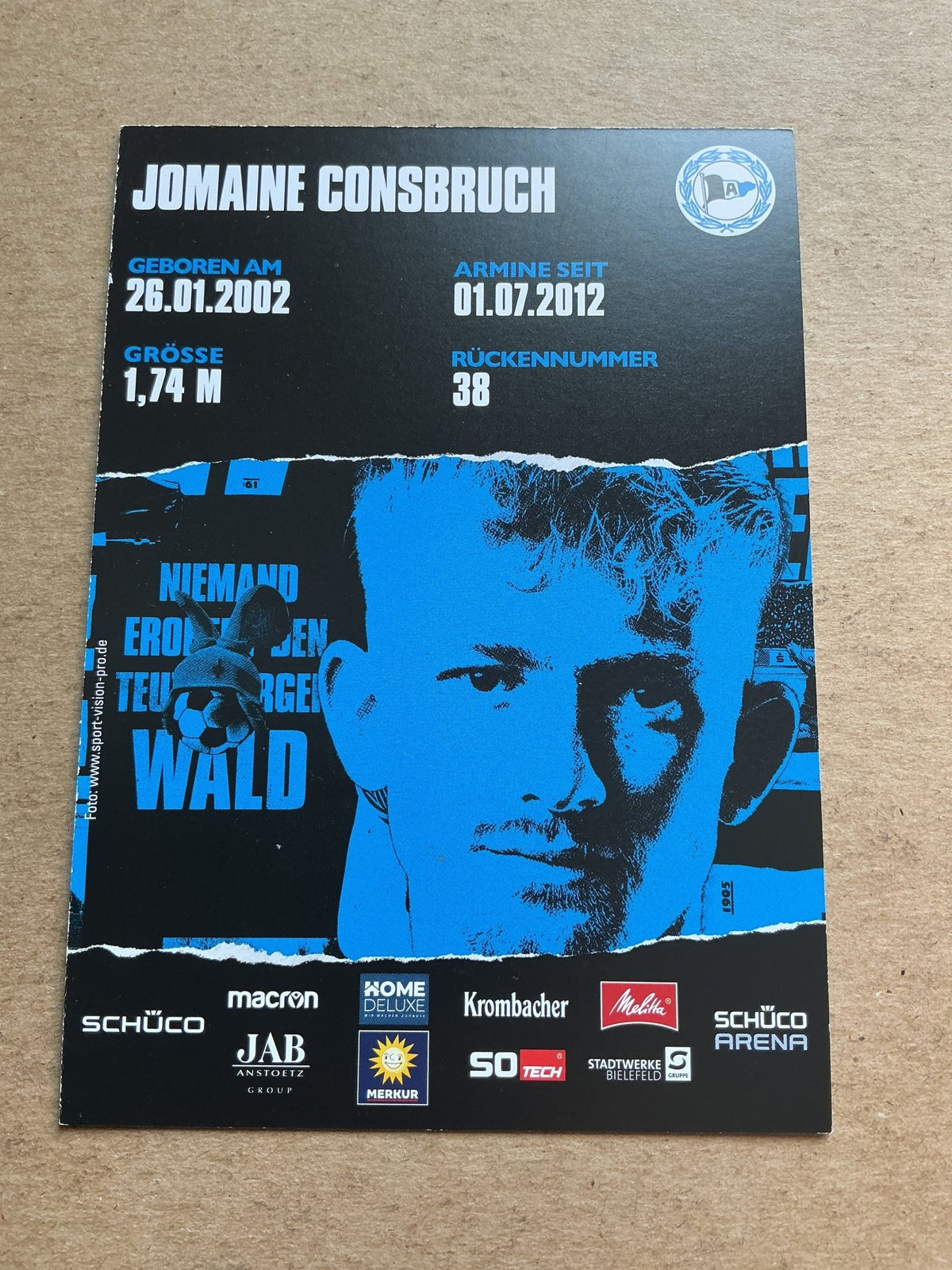 Jomaine Consbruch, Germany 🇩🇪 Arminia Bielefeld 2020/21 hand signed - Autographs-World