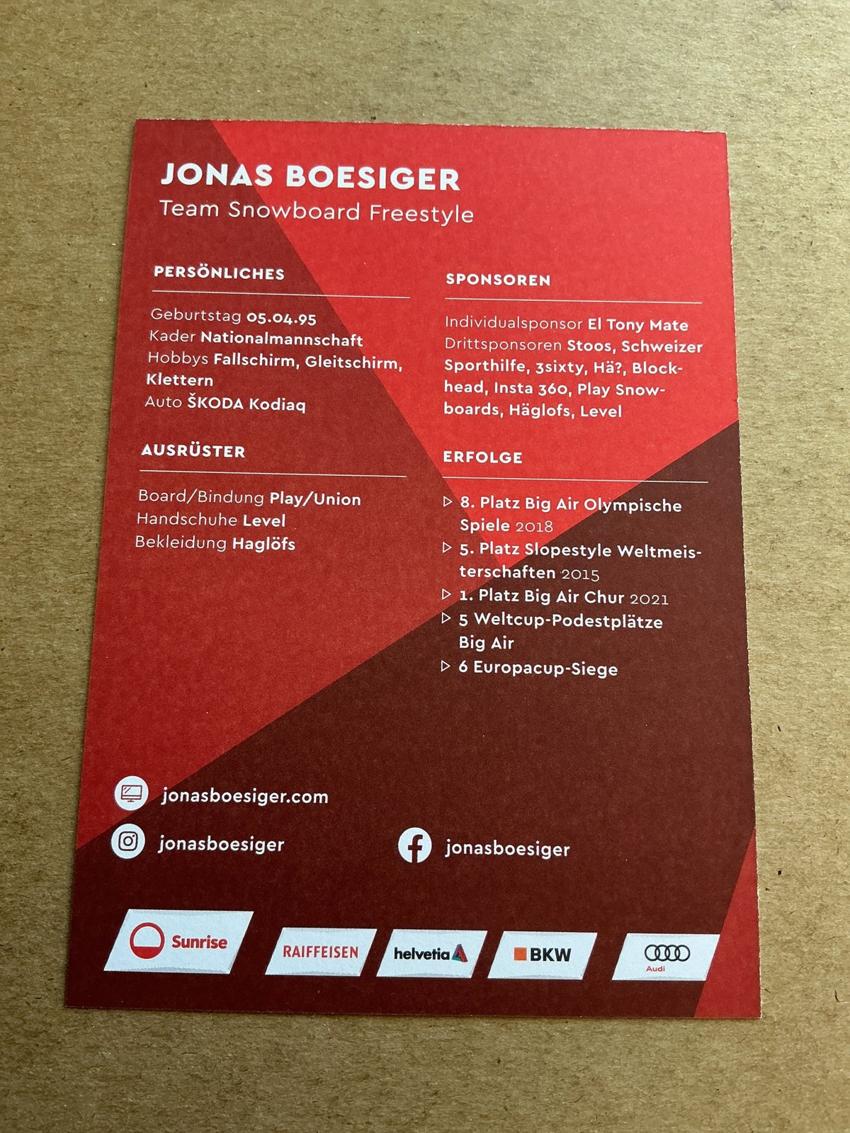 Jonas Boesiger, Switzerland 🇨🇠Snowboard Winter 2023/24 hand signed - Autographs-World