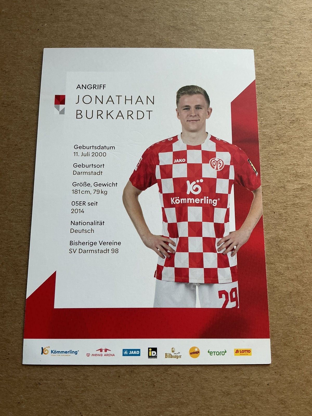 Jonathan Burkhardt, Germany 🇩🇪 FSV Mainz 05 2023/24 hand signed - Autographs-World