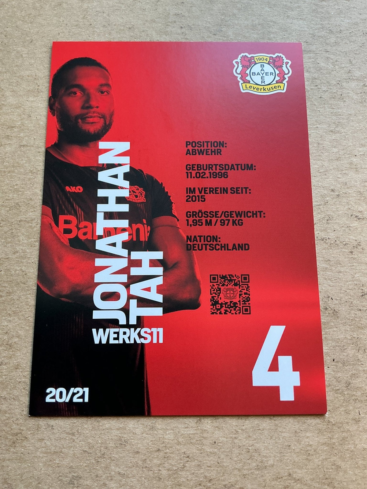 Jonathan Tah, Germany 🇩🇪 Bayer 04 Leverkusen 2020/21 hand signed - Autographs-World