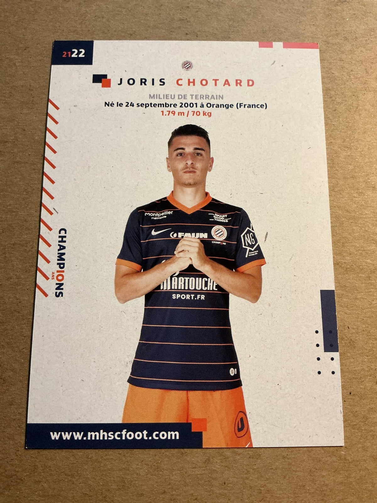 Joris Chotard, France 🇫🇷 Montpellier HSC 2021/22 hand signed - Autographs-World