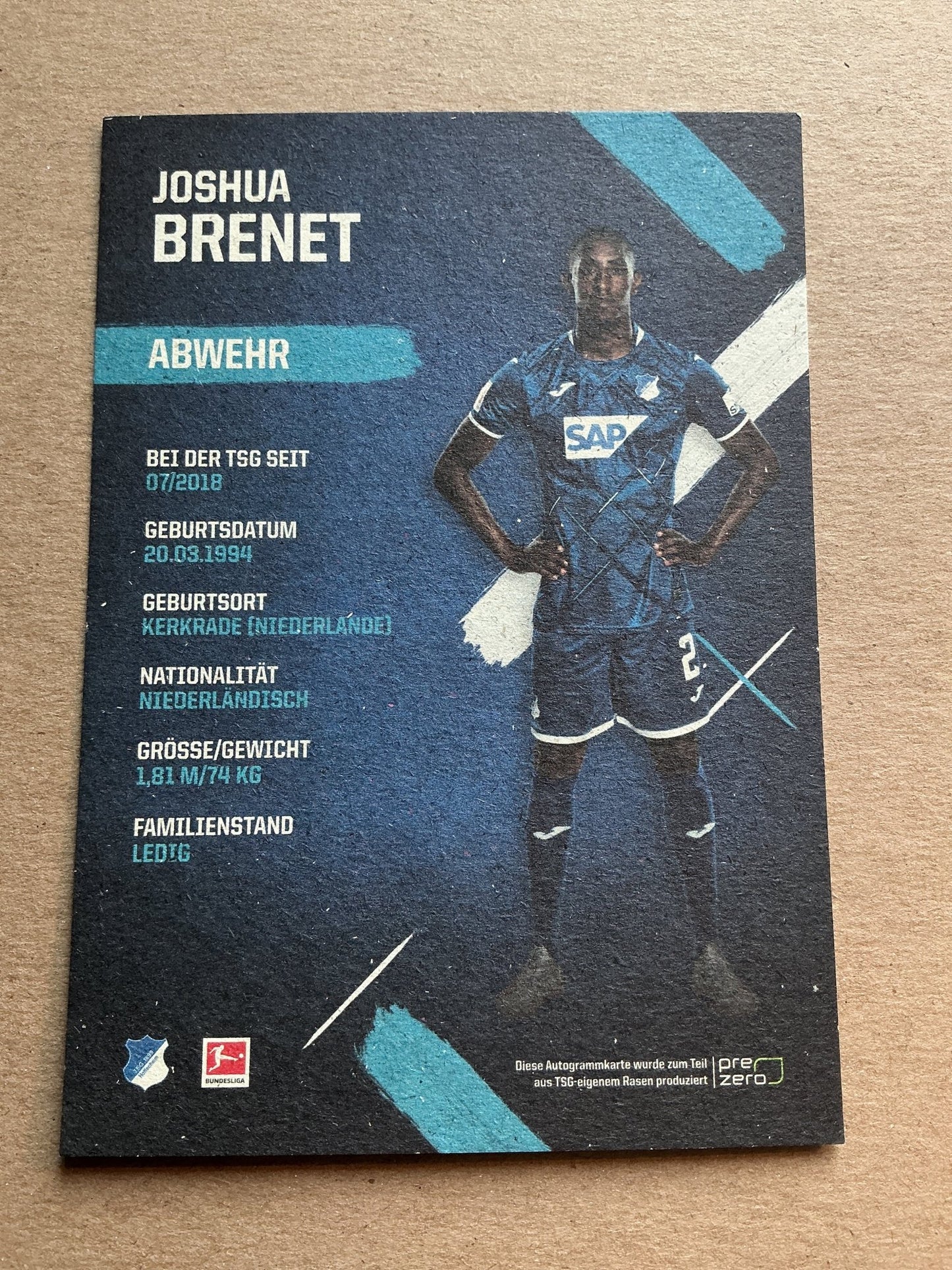 Joshua Brenet, Netherlands 🇳🇱 TSG 1899 Hoffenheim 2019/20 hand signed - Autographs-World